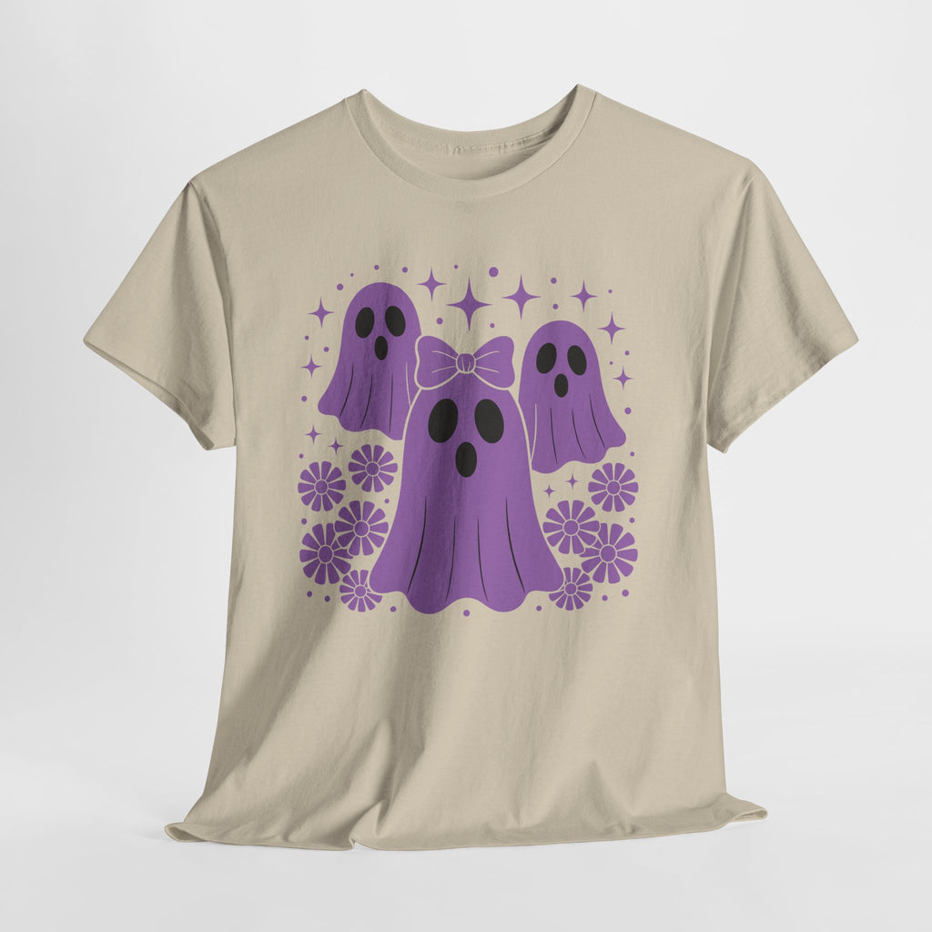 Purple Ghost Halloween Unisex Cotton Tee