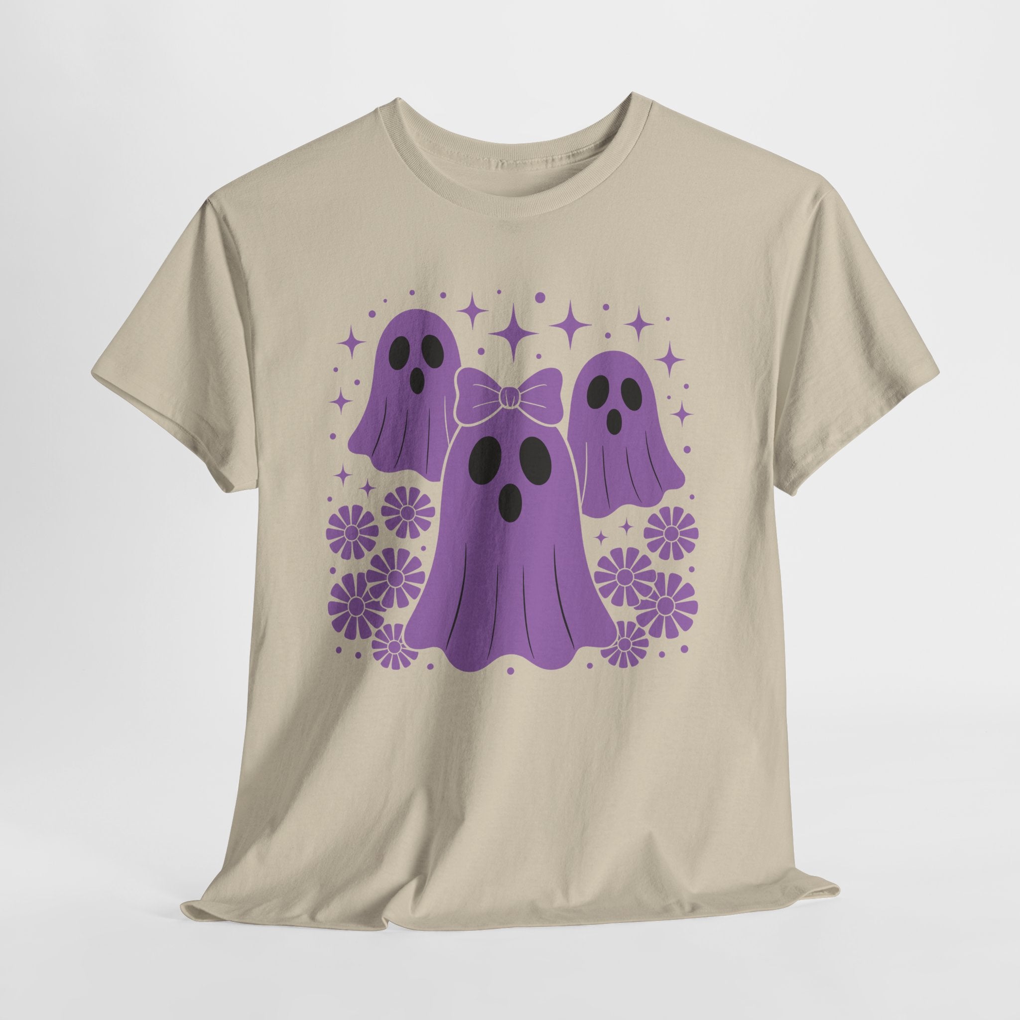 Purple Ghost Halloween Unisex Cotton Tee
