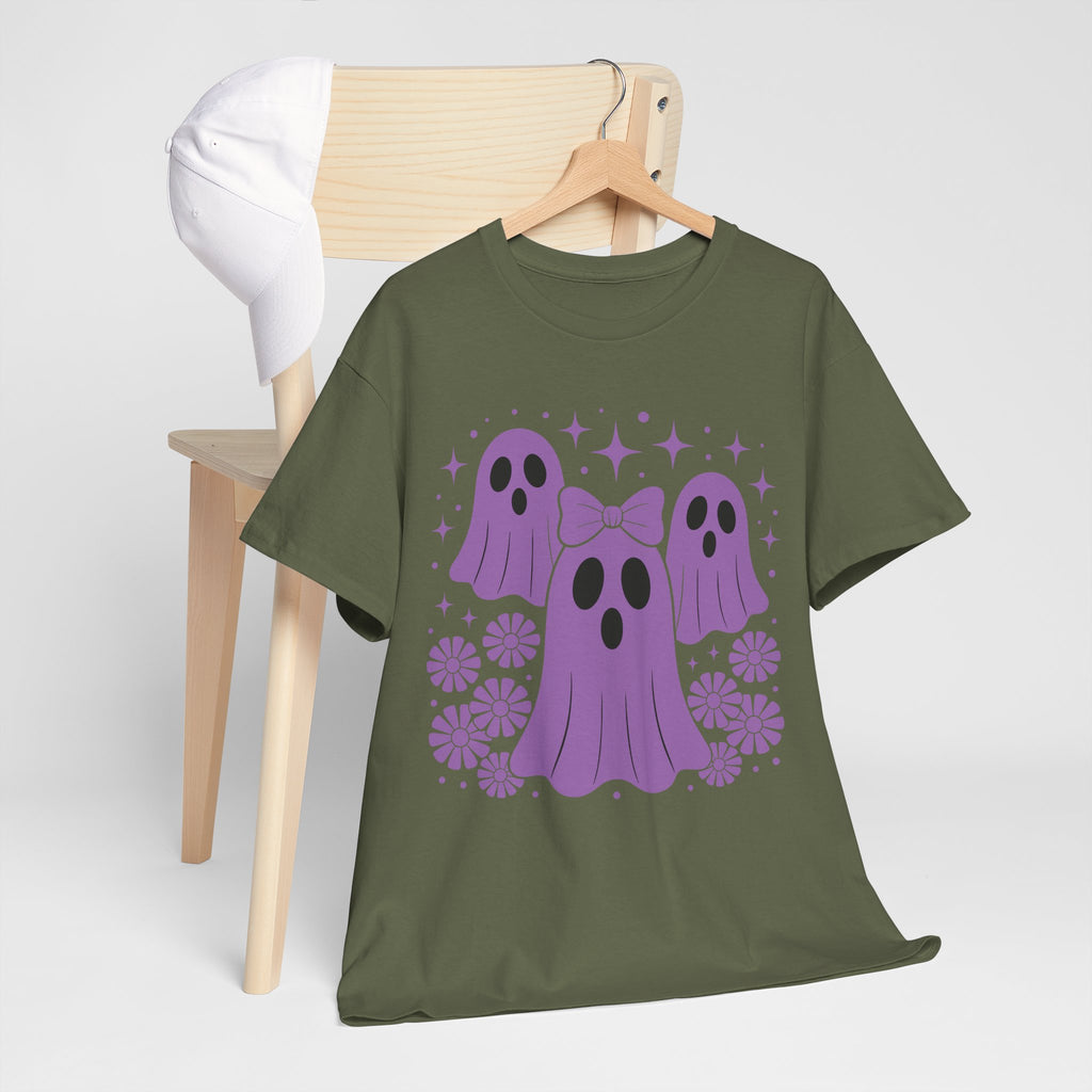 Purple Ghost Halloween Unisex Cotton Tee
