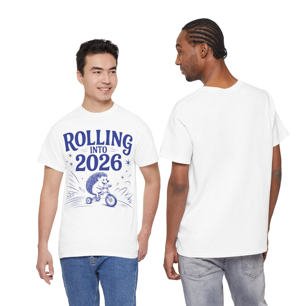 Rolling Into 2026 Hedgehog Tricycle Unisex Cotton Tee