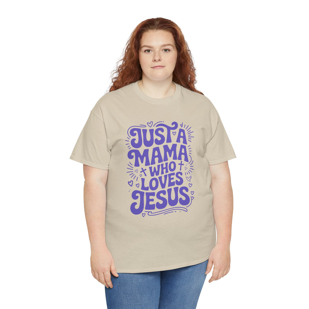 Mama Who Loves Jesus T-Shirt — Bright Green Bubbly Faith Unisex Cotton Tee
