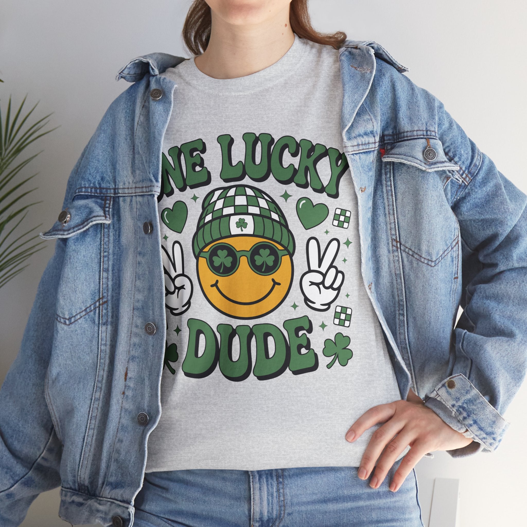 One Lucky Dude Shamrock Tee — St. Patrick's Day Smiley Unisex Cotton Tshirt