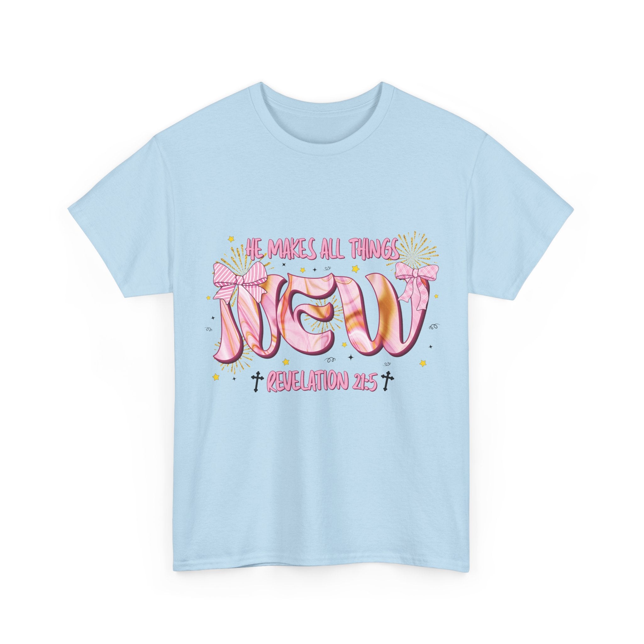Christian Marble Tee — “He Makes All Things New” (Revelation 21:5)... Unisex Cotton Tee