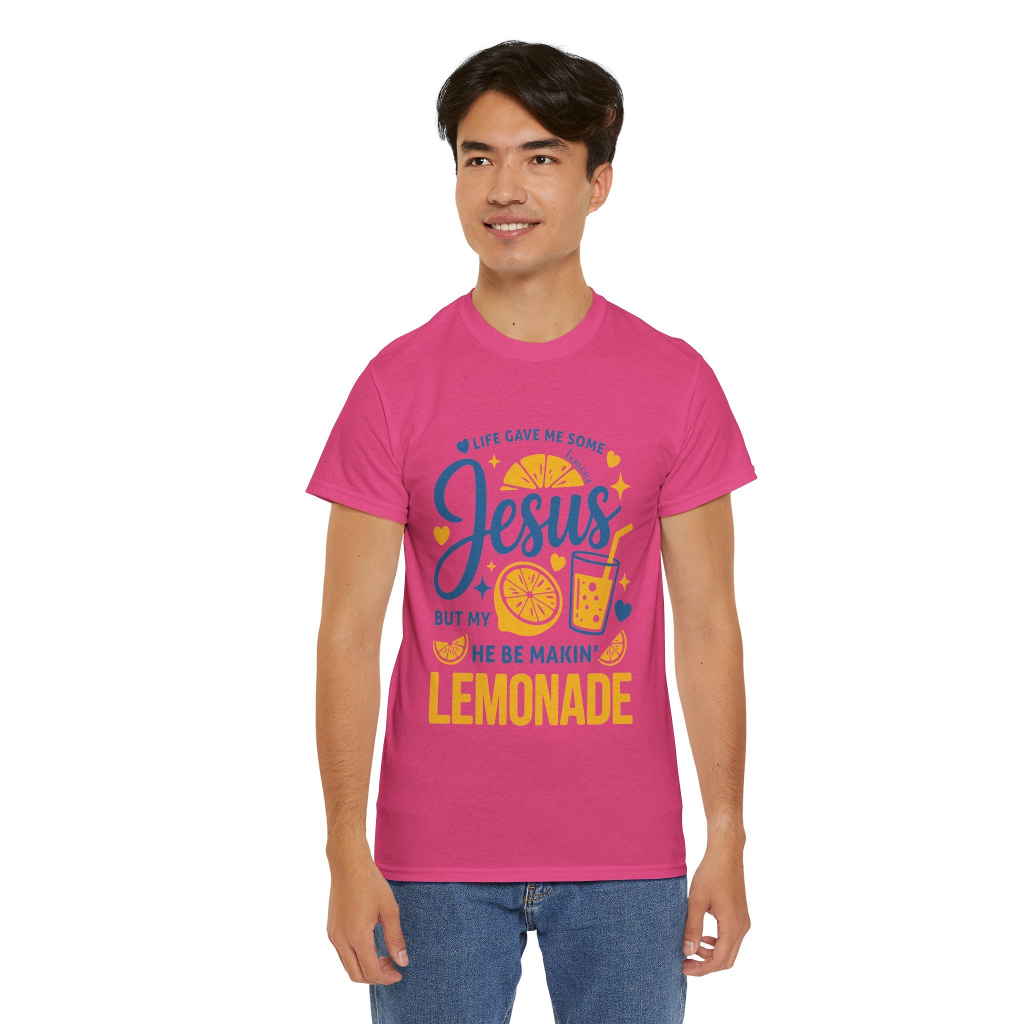 Christian Lemonade T-Shirt — “Life gave me some lemons but my Jesus He be makin’ lemonade”. Unisex Cotton Tee