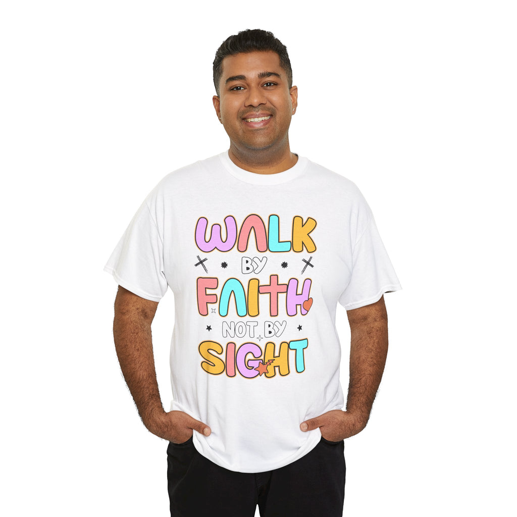 Walk by Faith Not by Sight T-Shirt — Pastel Christian Faith Unisex Cotton Tee