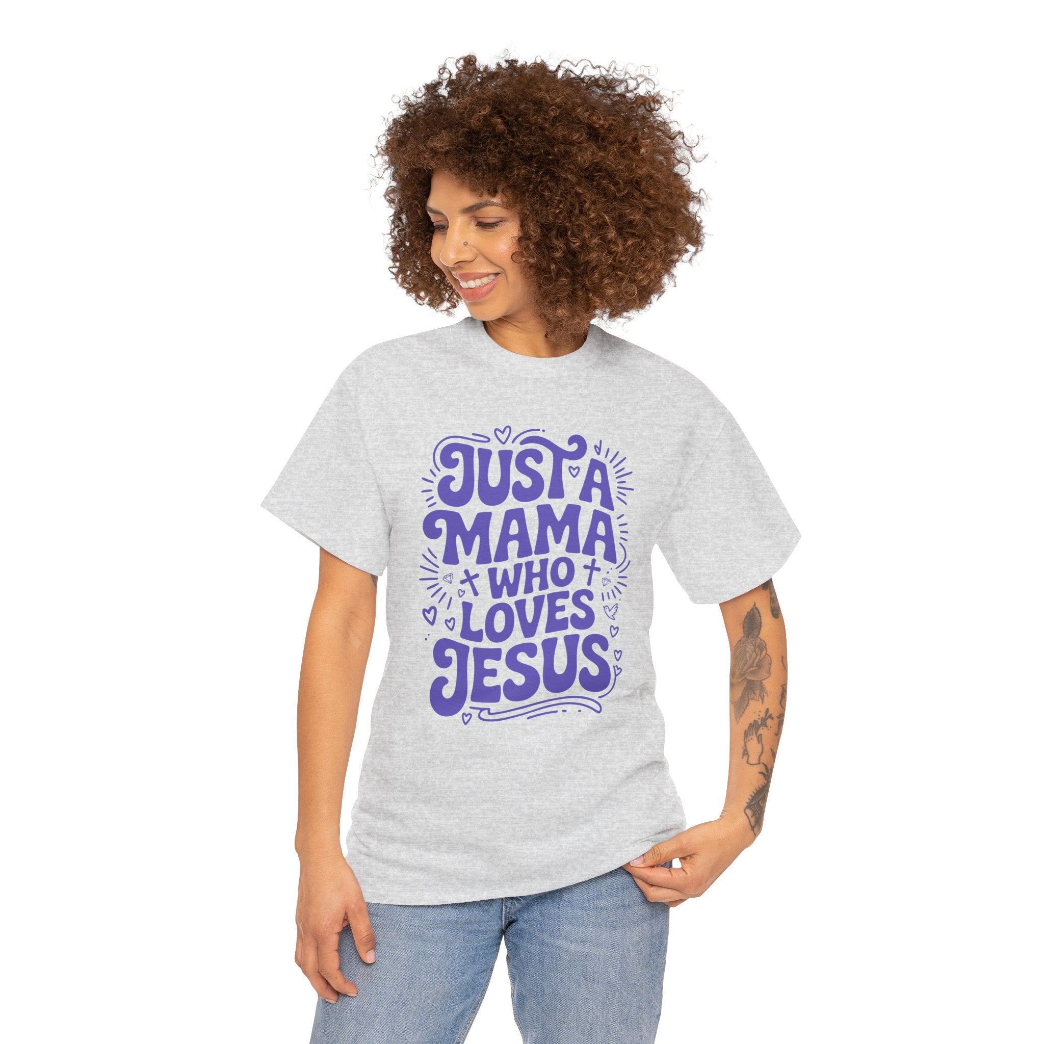 Mama Who Loves Jesus T-Shirt — Bright Green Bubbly Faith Unisex Cotton Tee