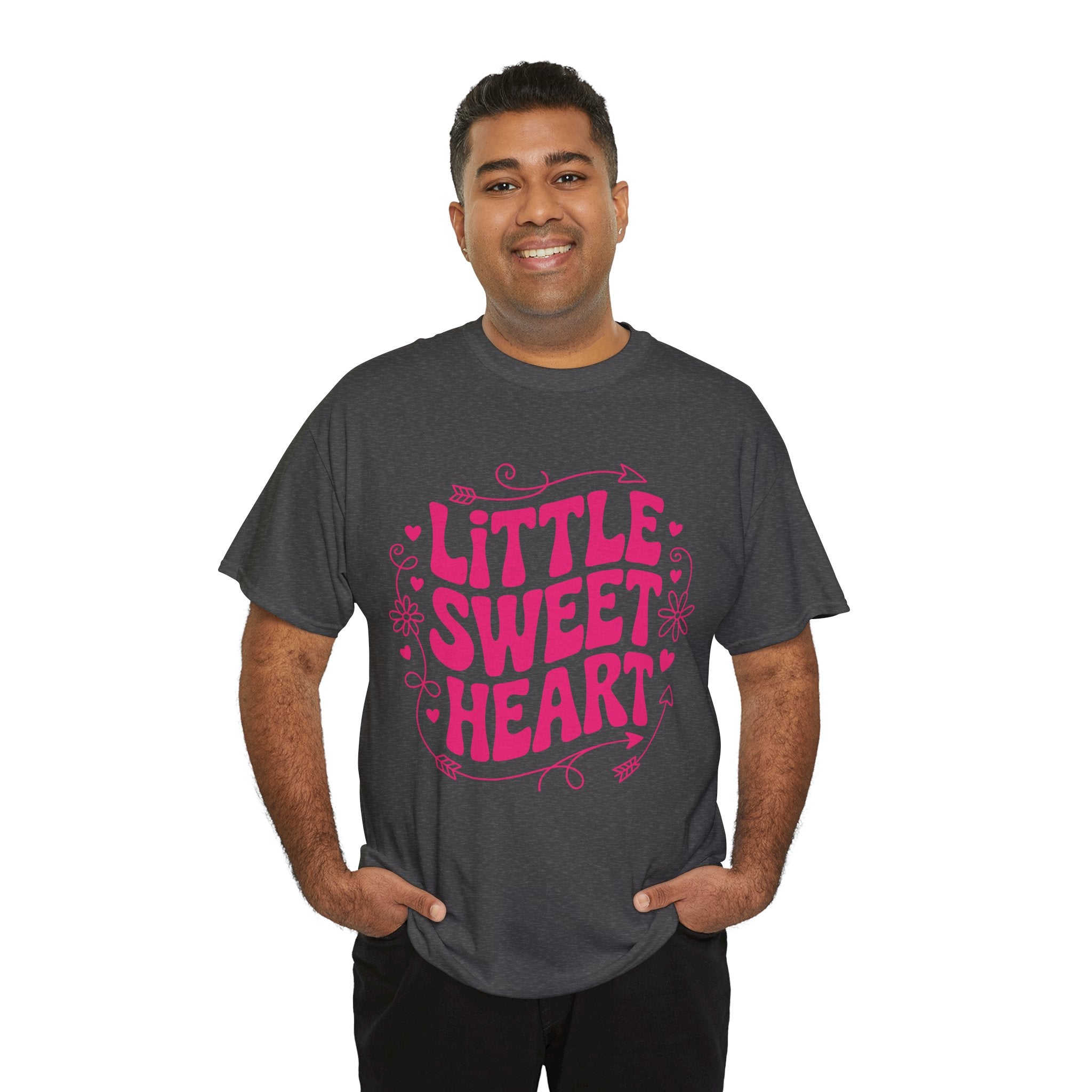 Little Sweetheart Retro Tee — Cute Red Hearts & Flowers Graphic Unisex Cotton Tee