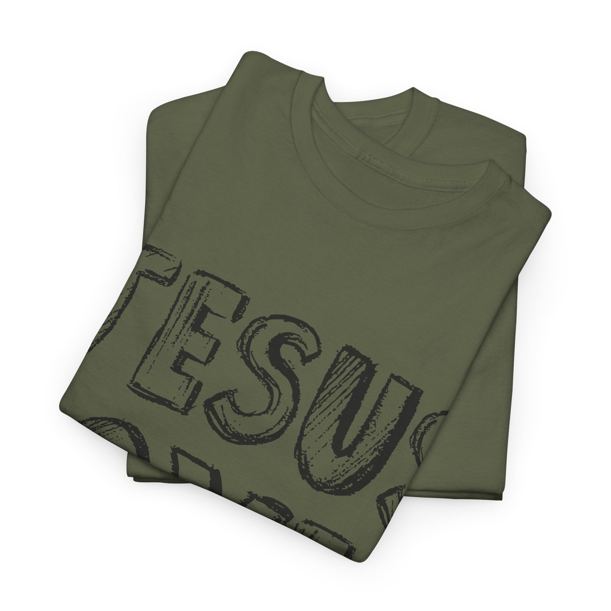 Jesus Loves You Chalk-Style Tee — Crosses & Stars Christian UNisex Cotton T-Shirt