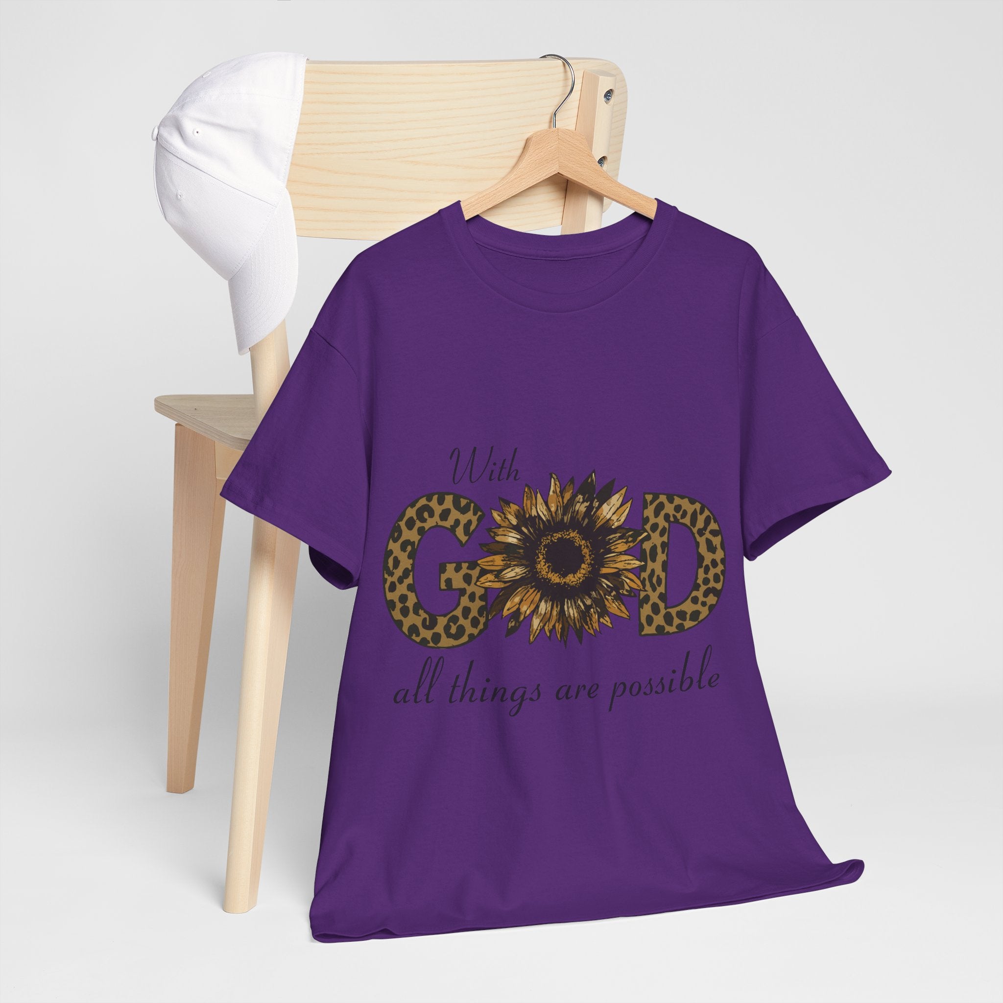 GOD Leopard Print Sunflower Unisex Cotton Tee