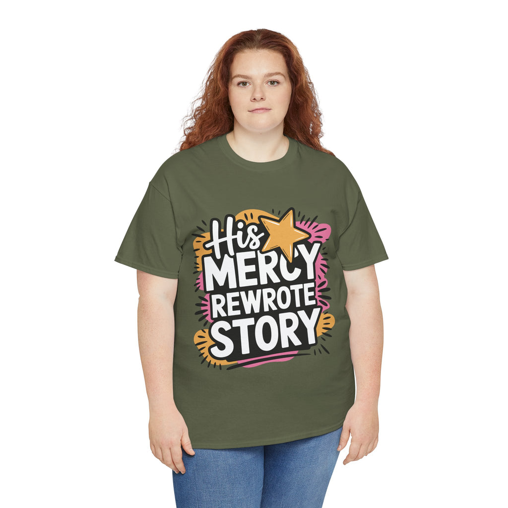 His Mercy Rewrote My Story Tee — Retro Christian Graphic T-Shirt