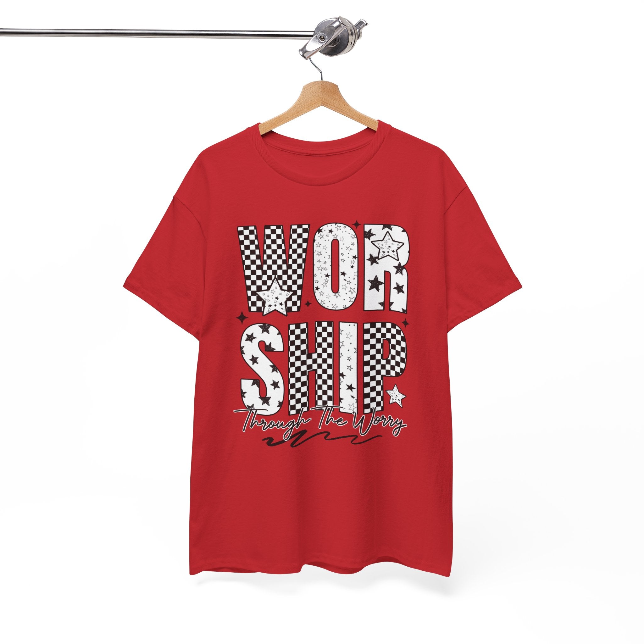 WORSHIP Through The Worry Checkerboard Unisex Cotton Tee