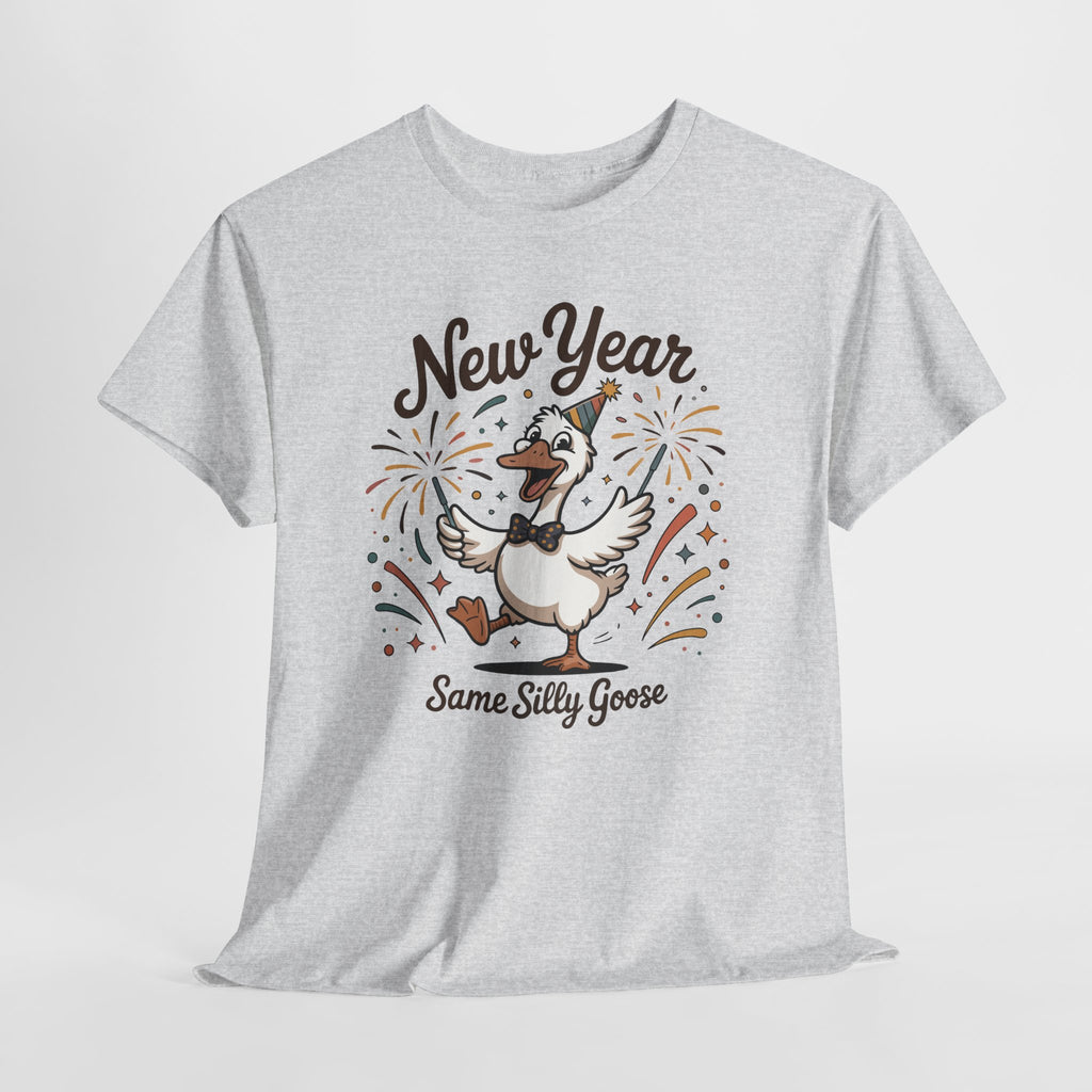 New Year Same Silly Goose T-Shirt — Party Goose Graphic Unisex Cotton Tee