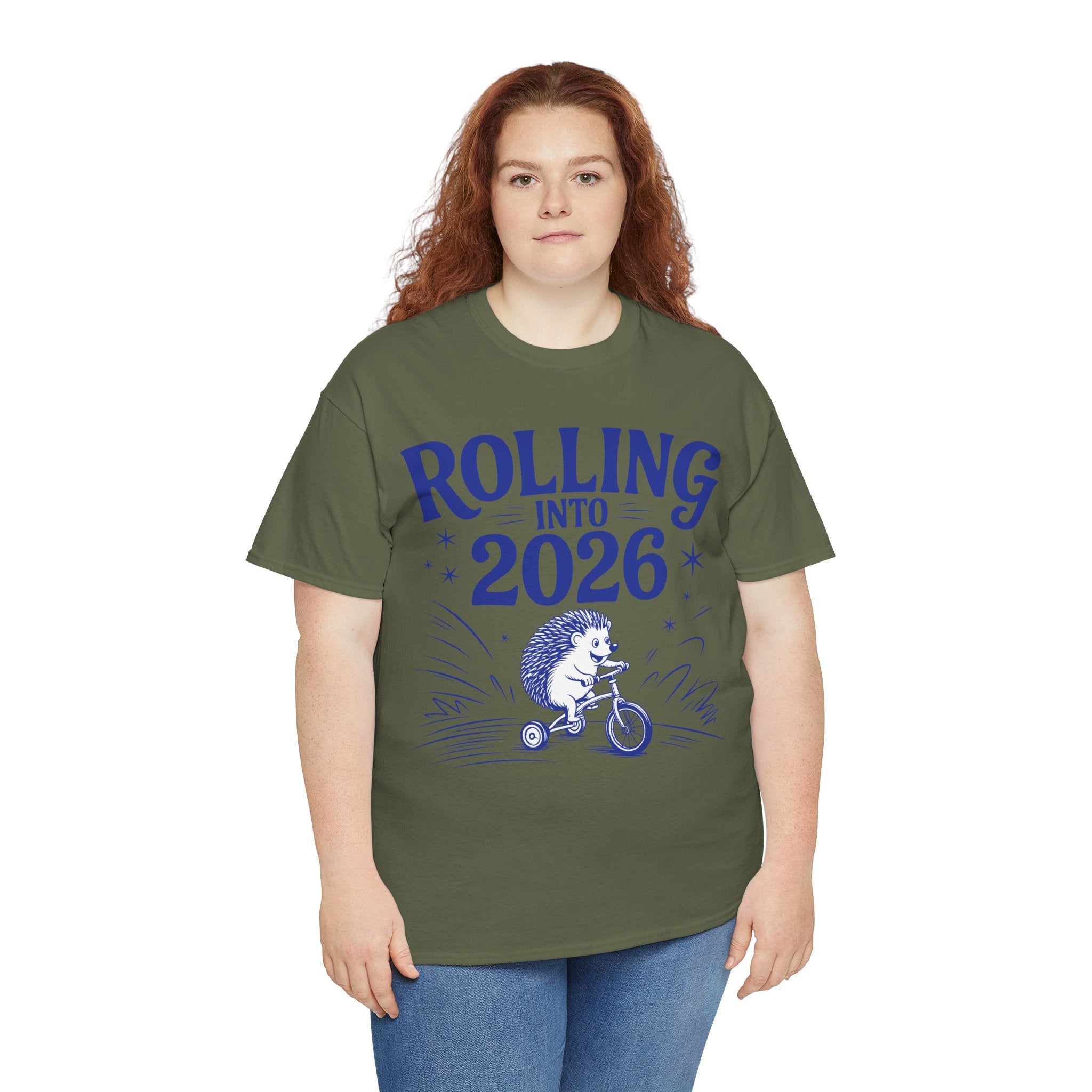 Rolling Into 2026 Hedgehog Tricycle Unisex Cotton Tee