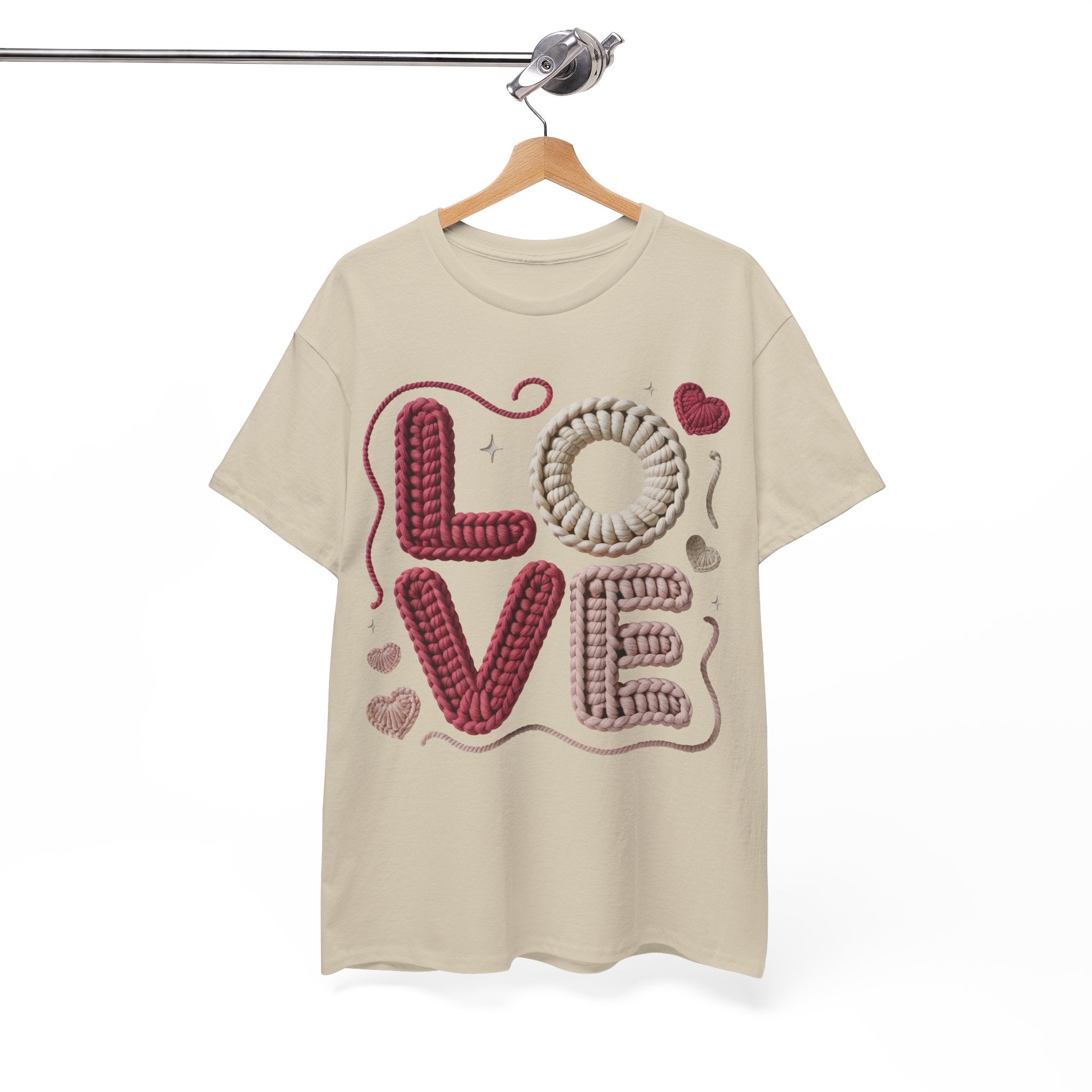 LOVE Faux Yarn Heart Unisex Cotton Tee
