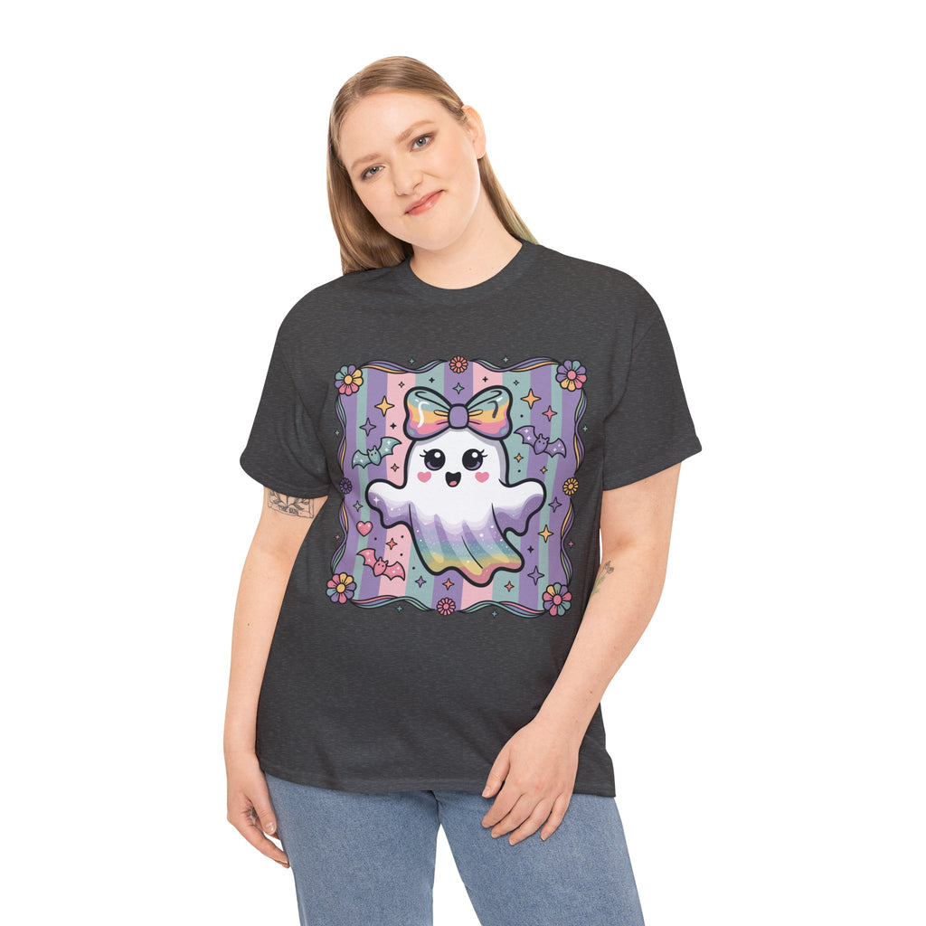 Pastel Ghost Rainbow Bow Unisex Cotton Tee