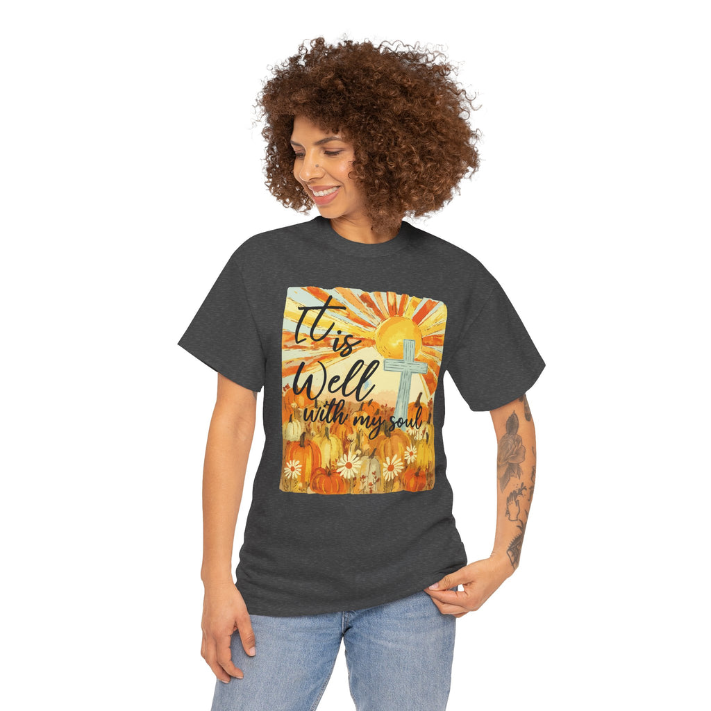 It Is Well With My Soul Pumpkin Sunrise Unisex Cotton T-Shirt