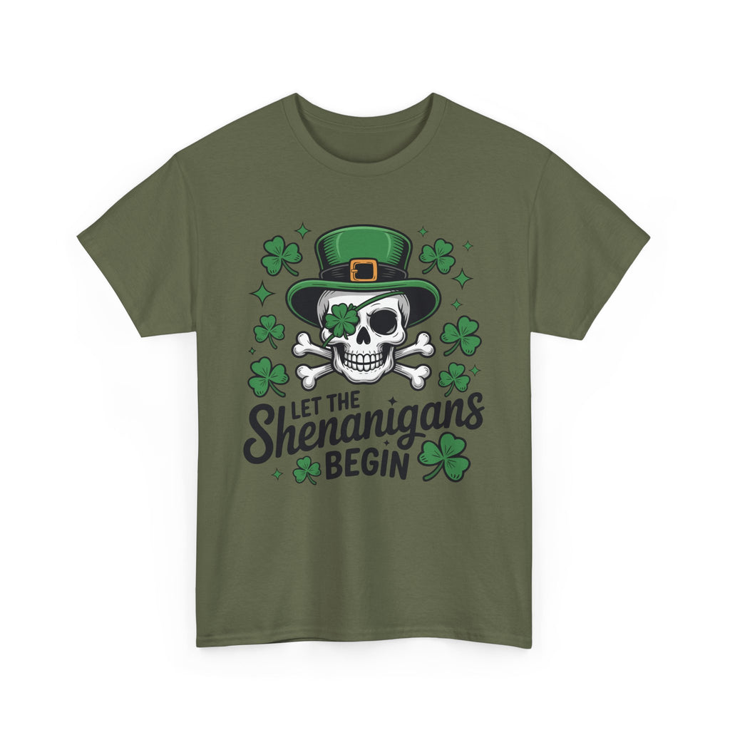 Let the Shenanigans Begin — Leprechaun Skull Unisex Cotton T-Shirt