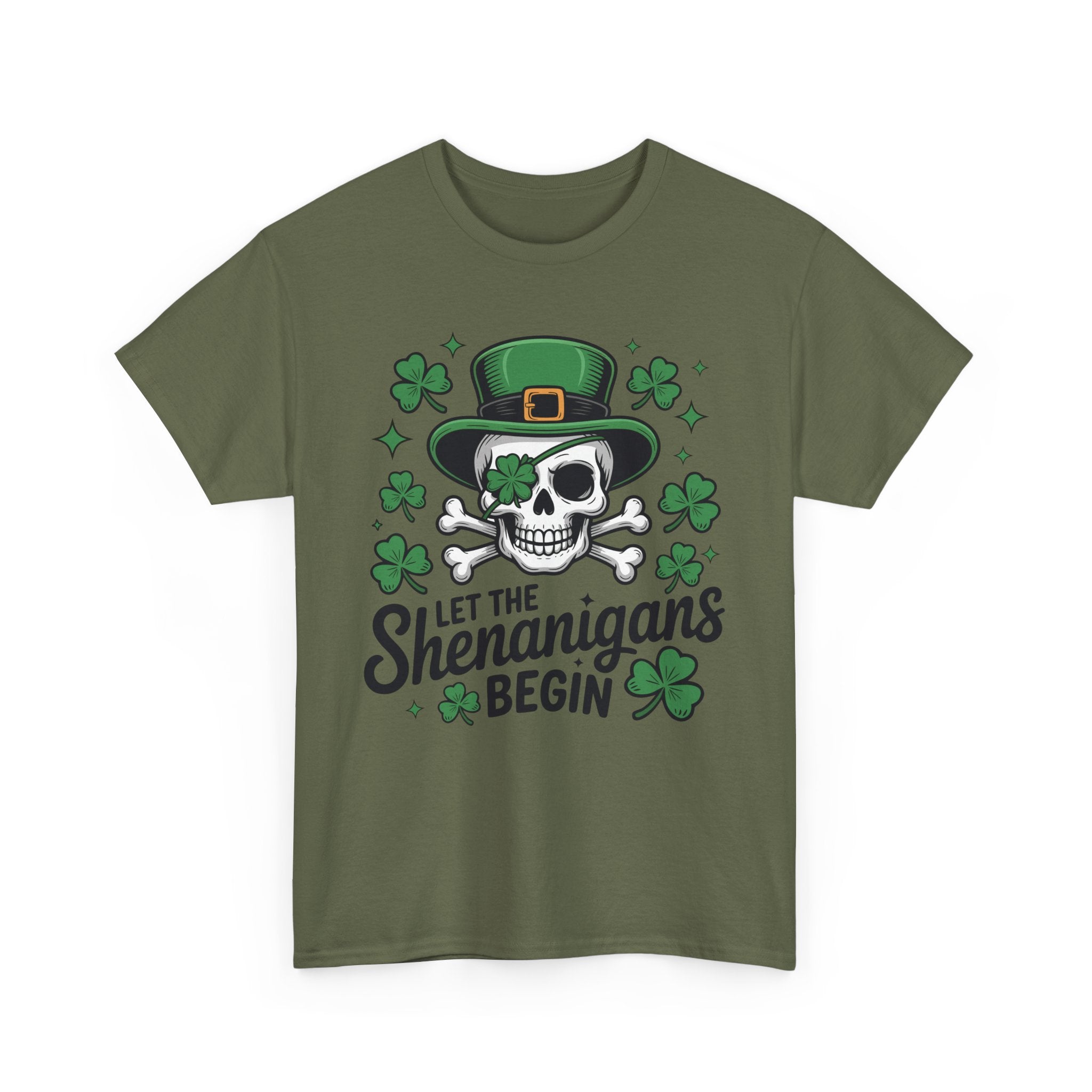 Let the Shenanigans Begin — Leprechaun Skull Unisex Cotton T-Shirt