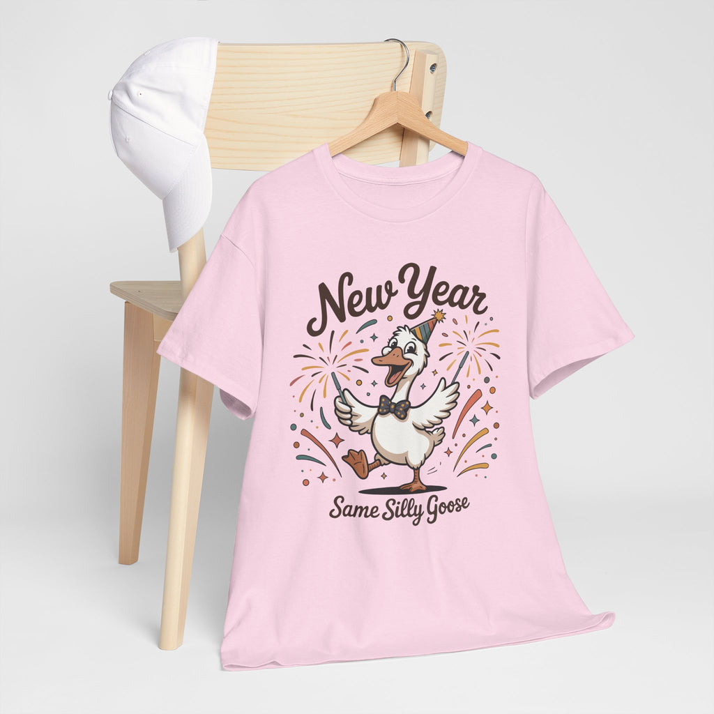 New Year Same Silly Goose T-Shirt — Party Goose Graphic Unisex Cotton Tee