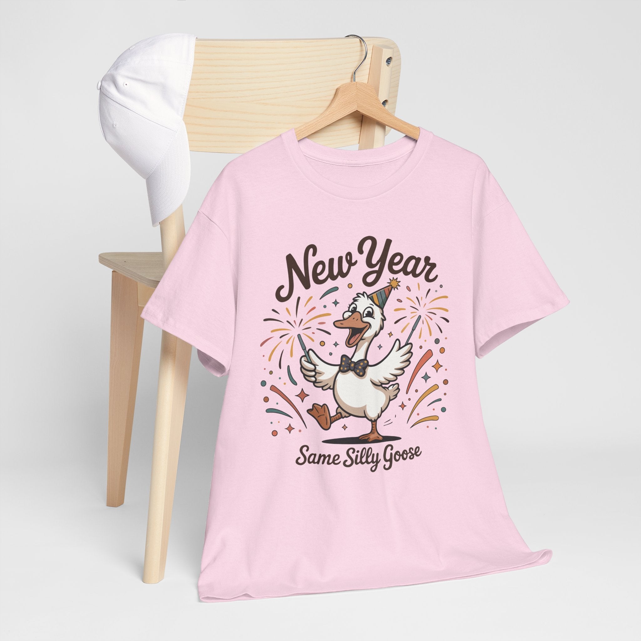 New Year Same Silly Goose T-Shirt — Party Goose Graphic Unisex Cotton Tee