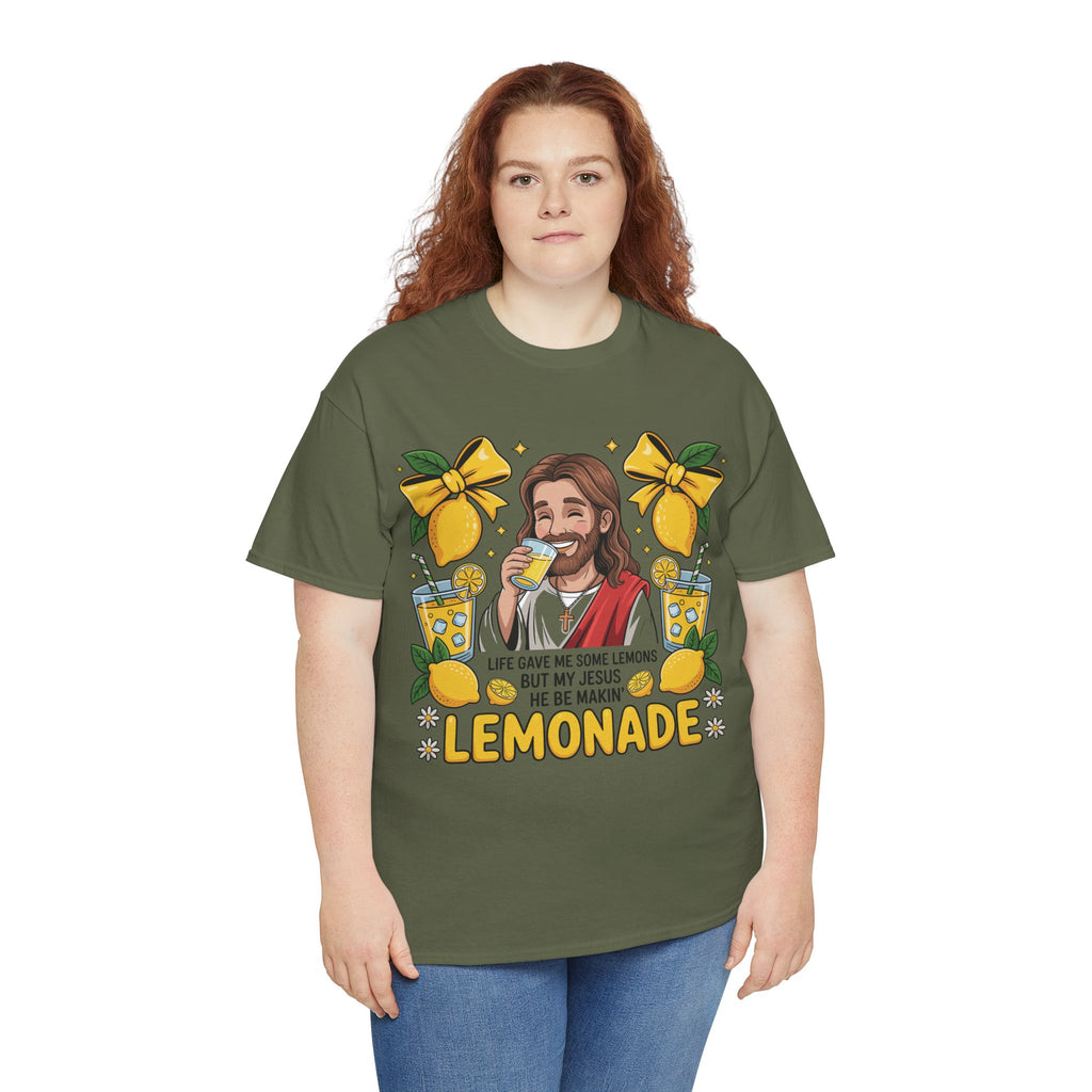 Jesus Drinking Lemonade T-Shirt — "Life Gave Me Some Lemons" Christian Unisex Cotton Tee