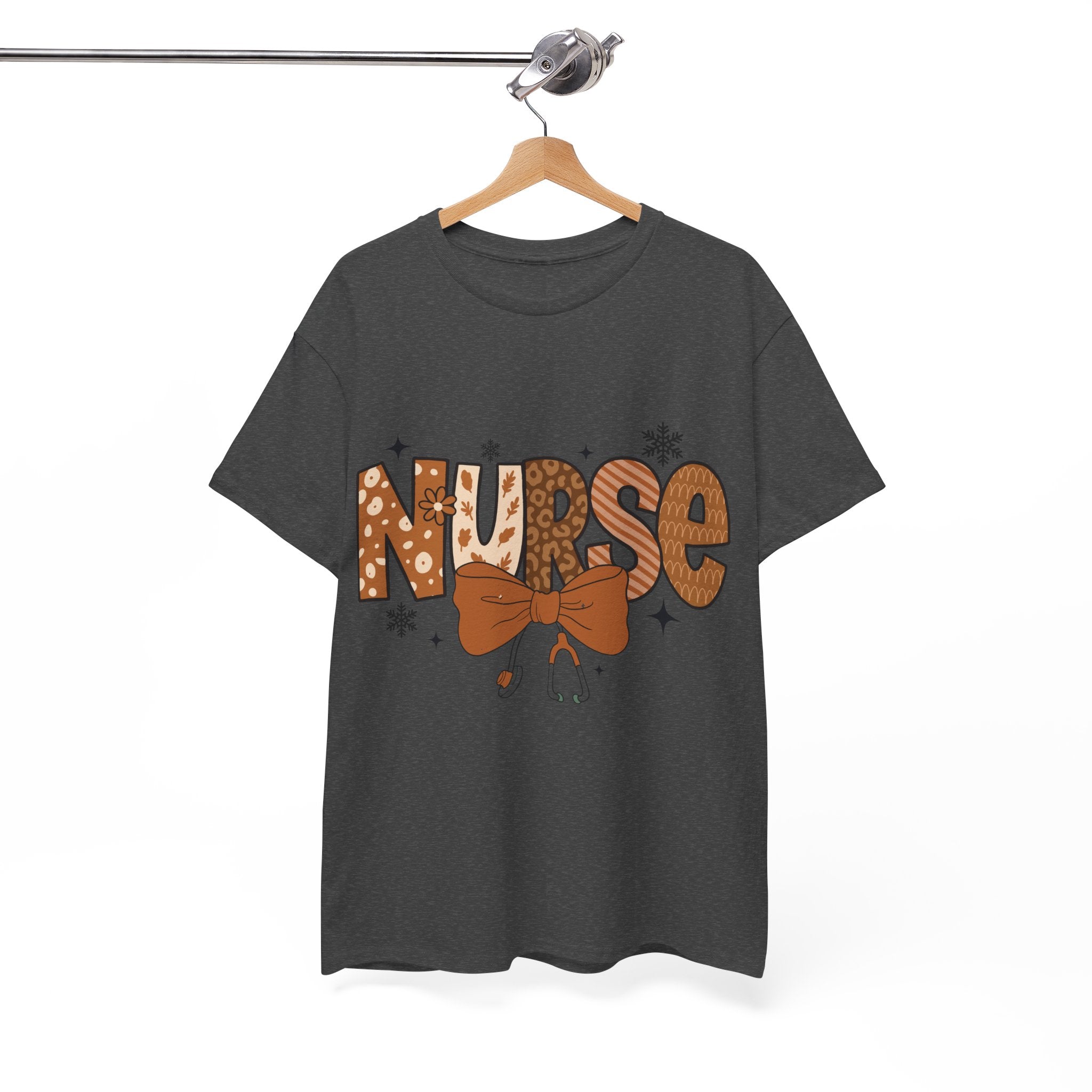 NURSE Fall Stethoscope Tee — Brown Autumn Nurse Unisex CottonT shirt