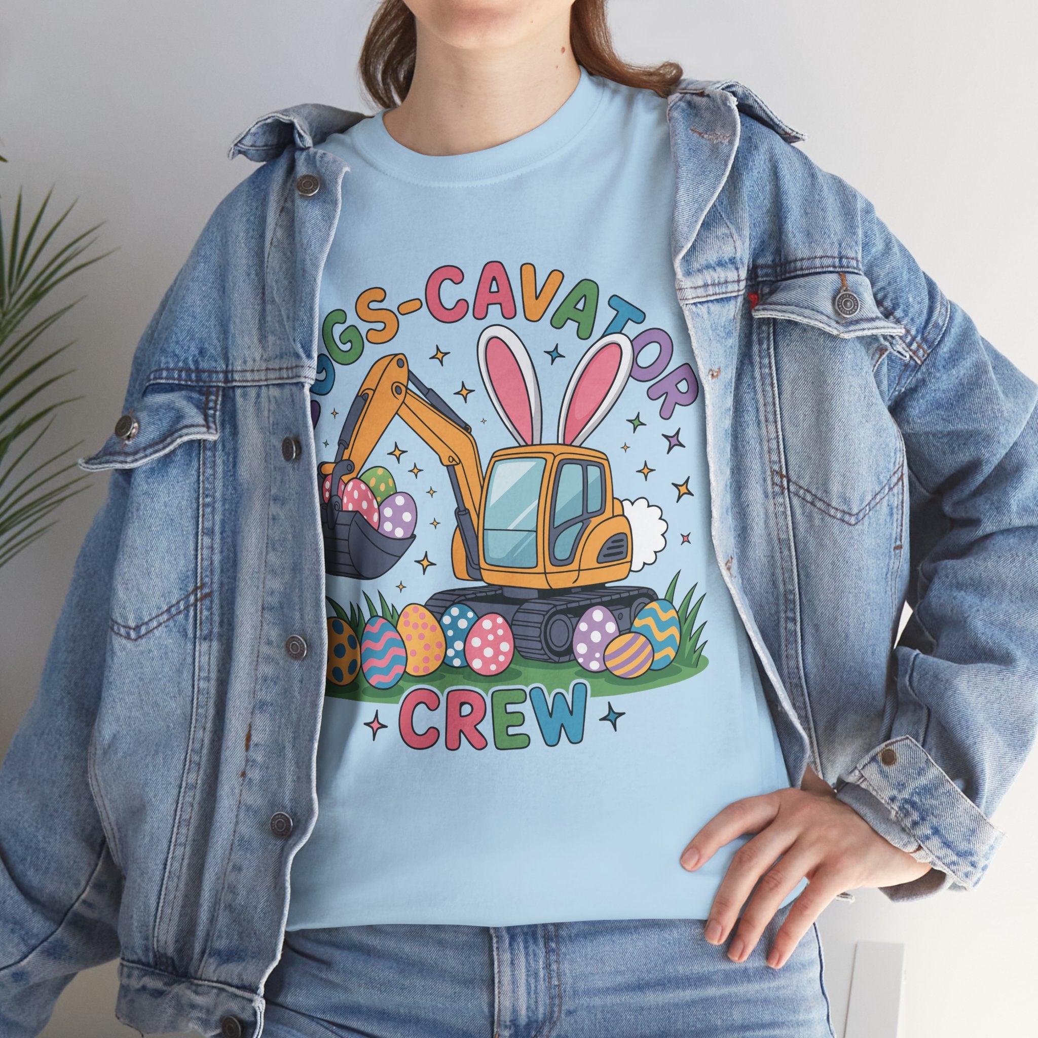 Easter 'Eggs-cavator Crew' Kids Tee — Excavator Bunny & Eggs Unisex Cotton Tee