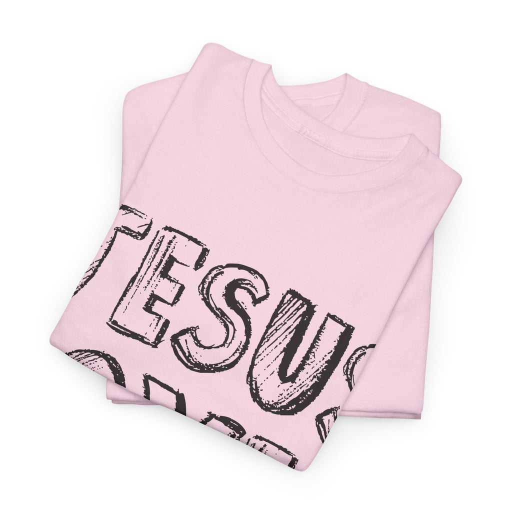 Jesus Loves You Chalk-Style Tee — Crosses & Stars Christian UNisex Cotton T-Shirt