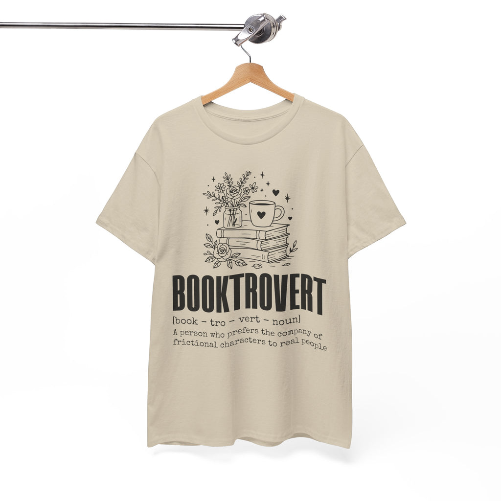 Booktrovert Graphic Tee — "Booktrovert" Definition, Books & Coffee Design Unisex Cotton Tee