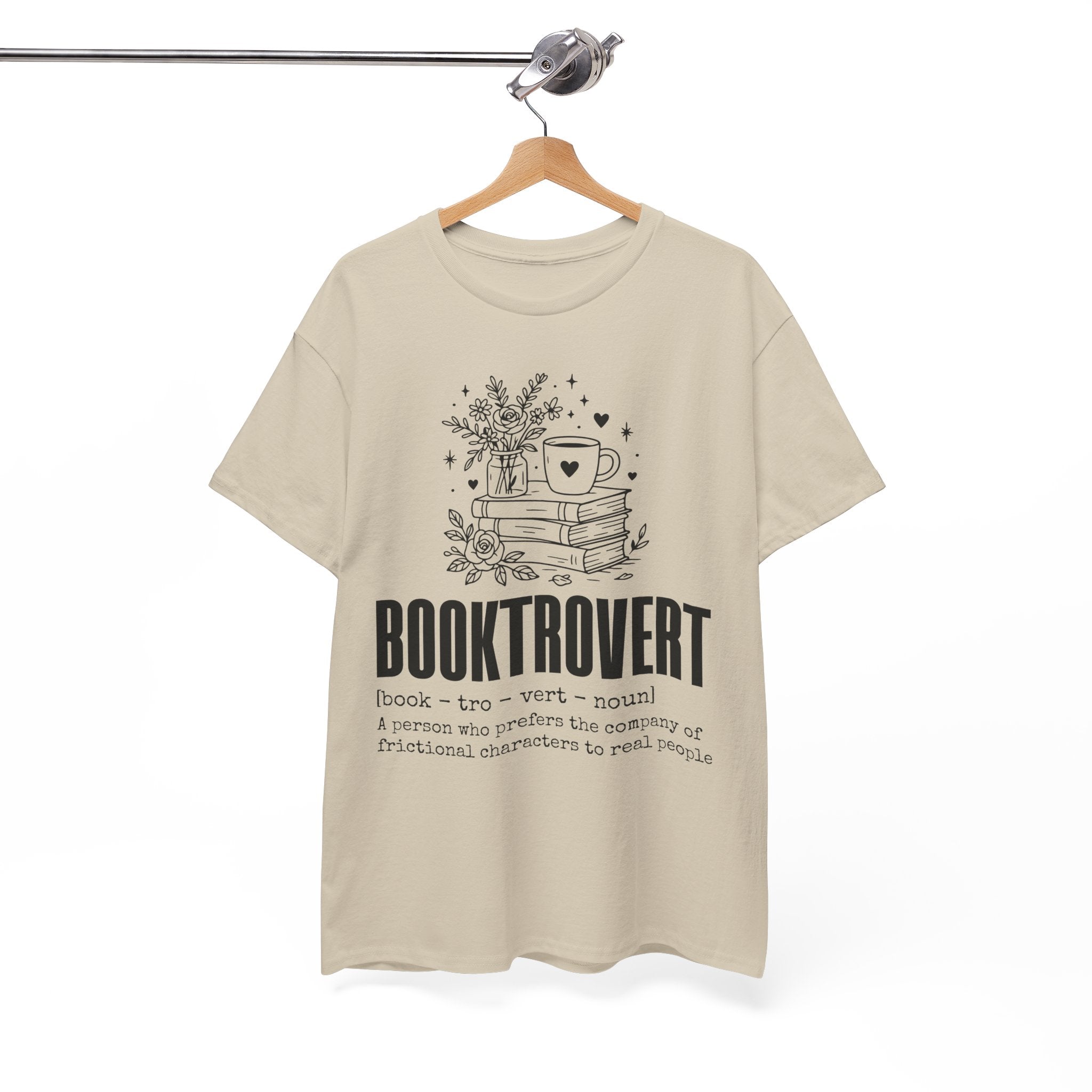 Booktrovert Graphic Tee — "Booktrovert" Definition, Books & Coffee Design Unisex Cotton Tee