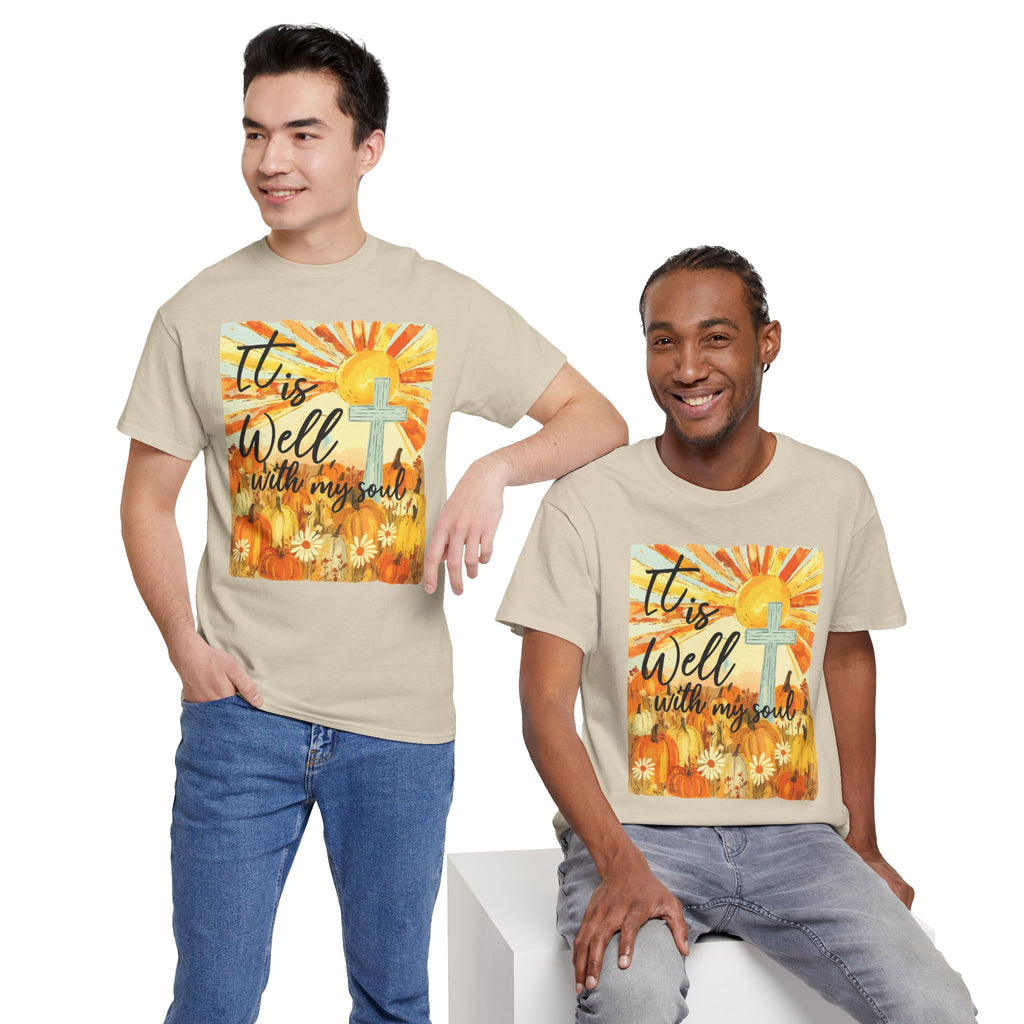 It Is Well With My Soul Pumpkin Sunrise Unisex Cotton T-Shirt