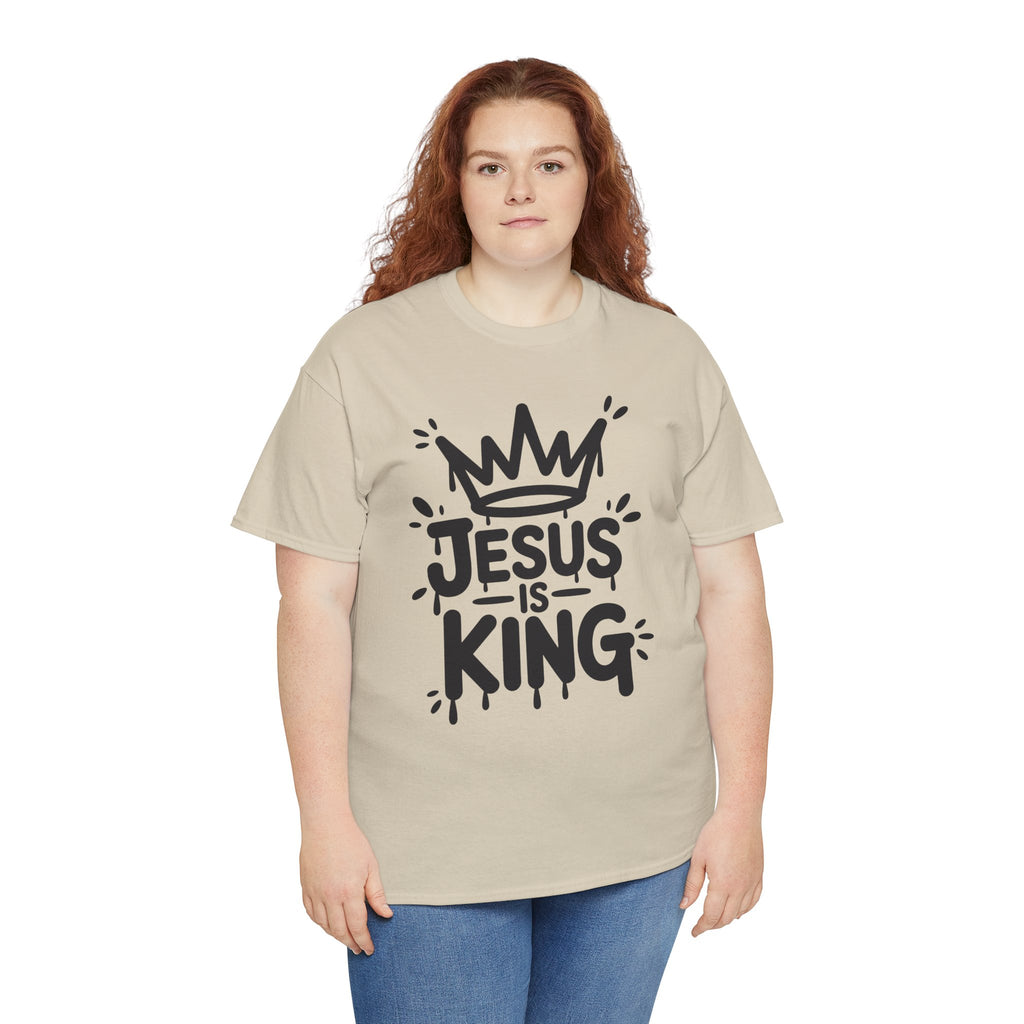 Jesus Is King Crown T-Shirt — Minimalist Christian Unisex Cotton Tee