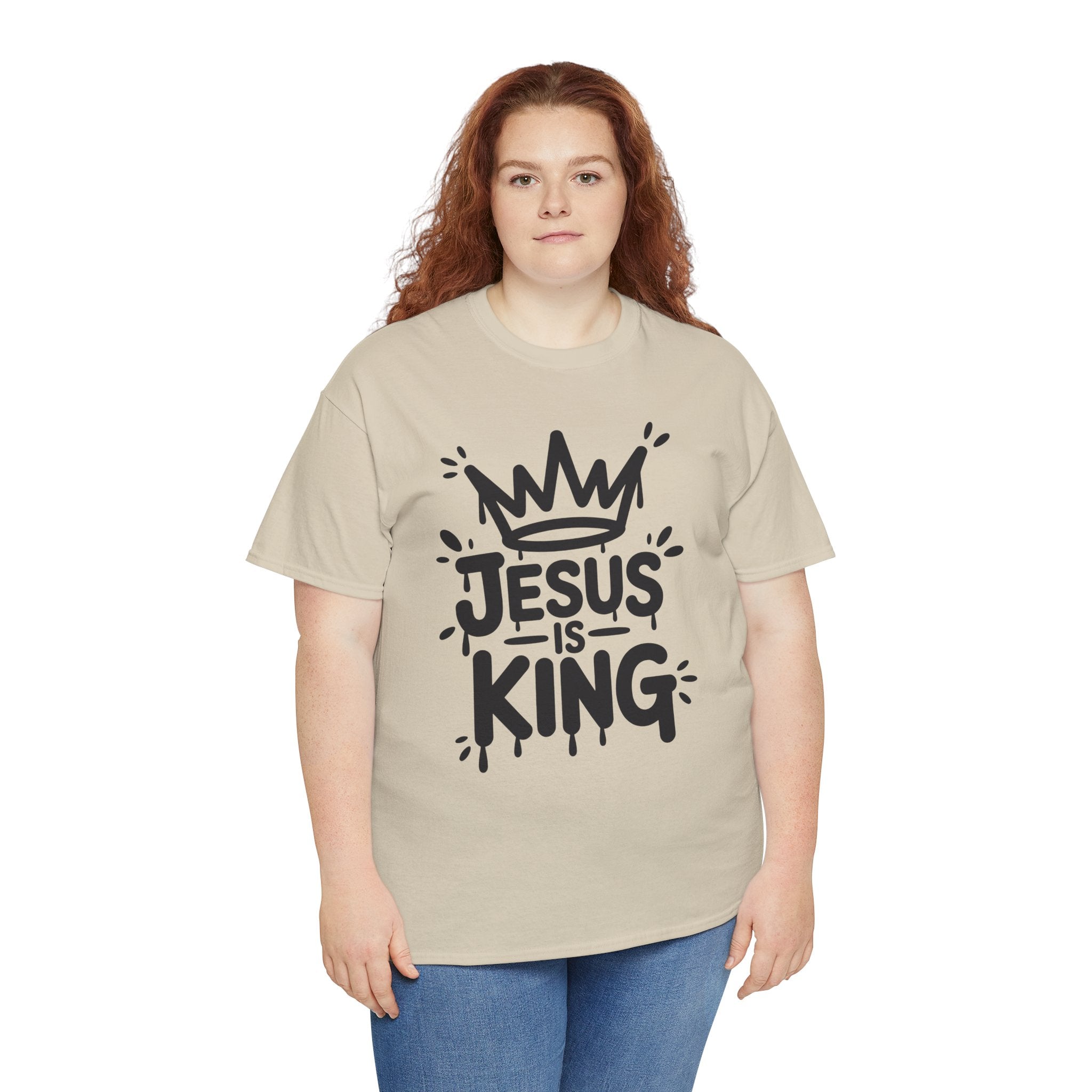 Jesus Is King Crown T-Shirt — Minimalist Christian Unisex Cotton Tee