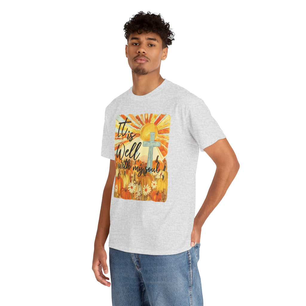 It Is Well With My Soul Pumpkin Sunrise Unisex Cotton T-Shirt