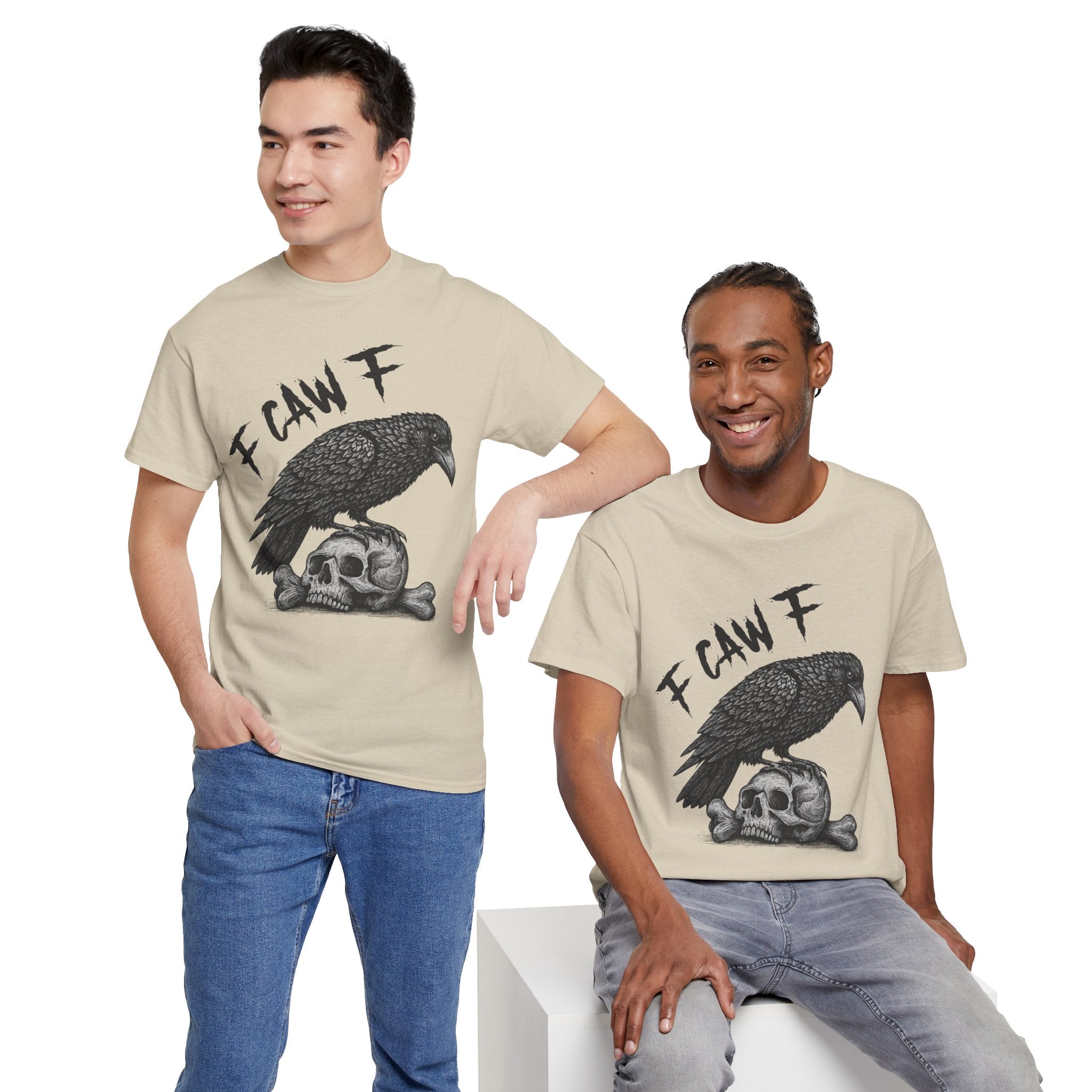 Gothic Crow & Skull T-Shirt — Dark Gothic Skull Unisex Cotton Tee