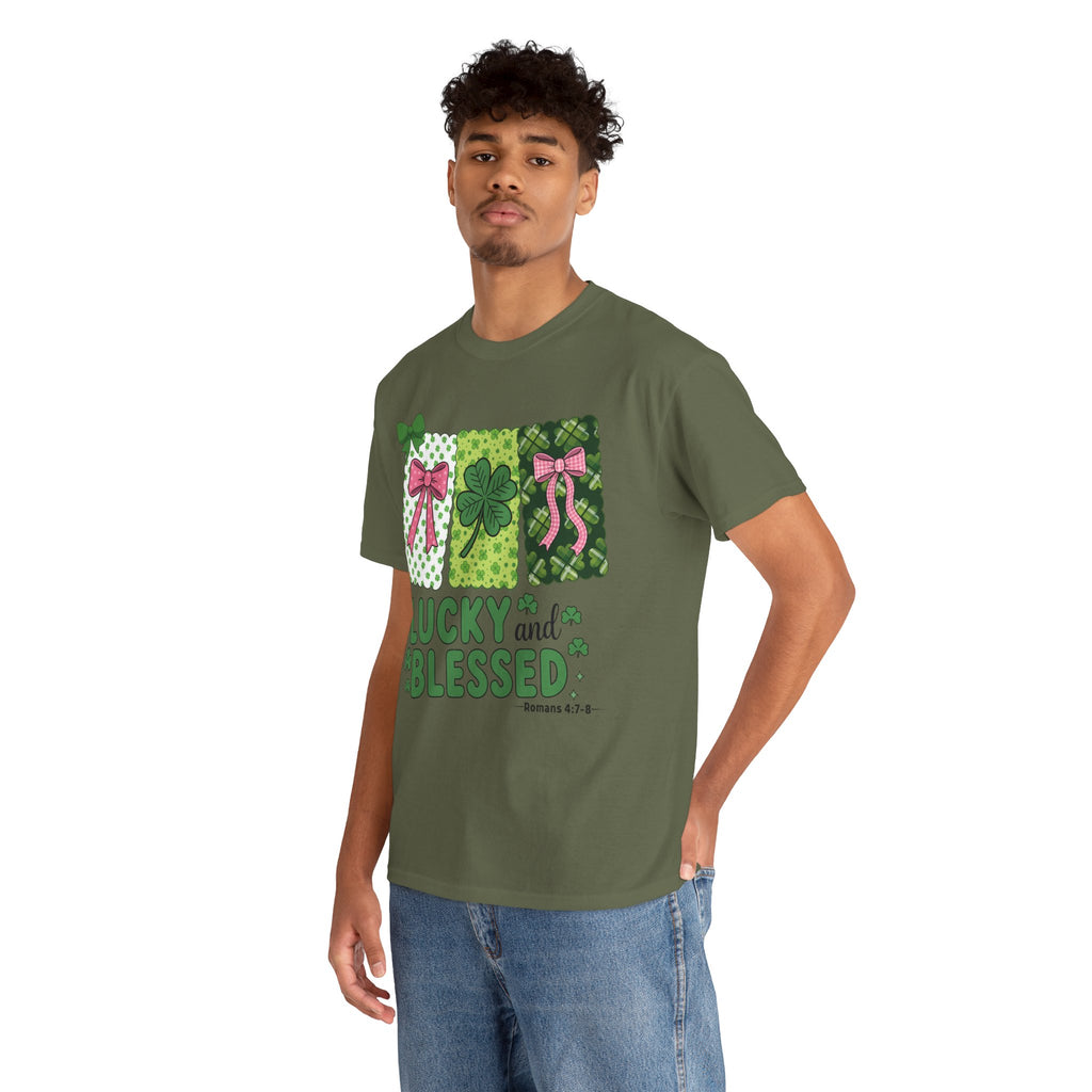 Lucky and Blessed Clover Unisex Cotton Tee