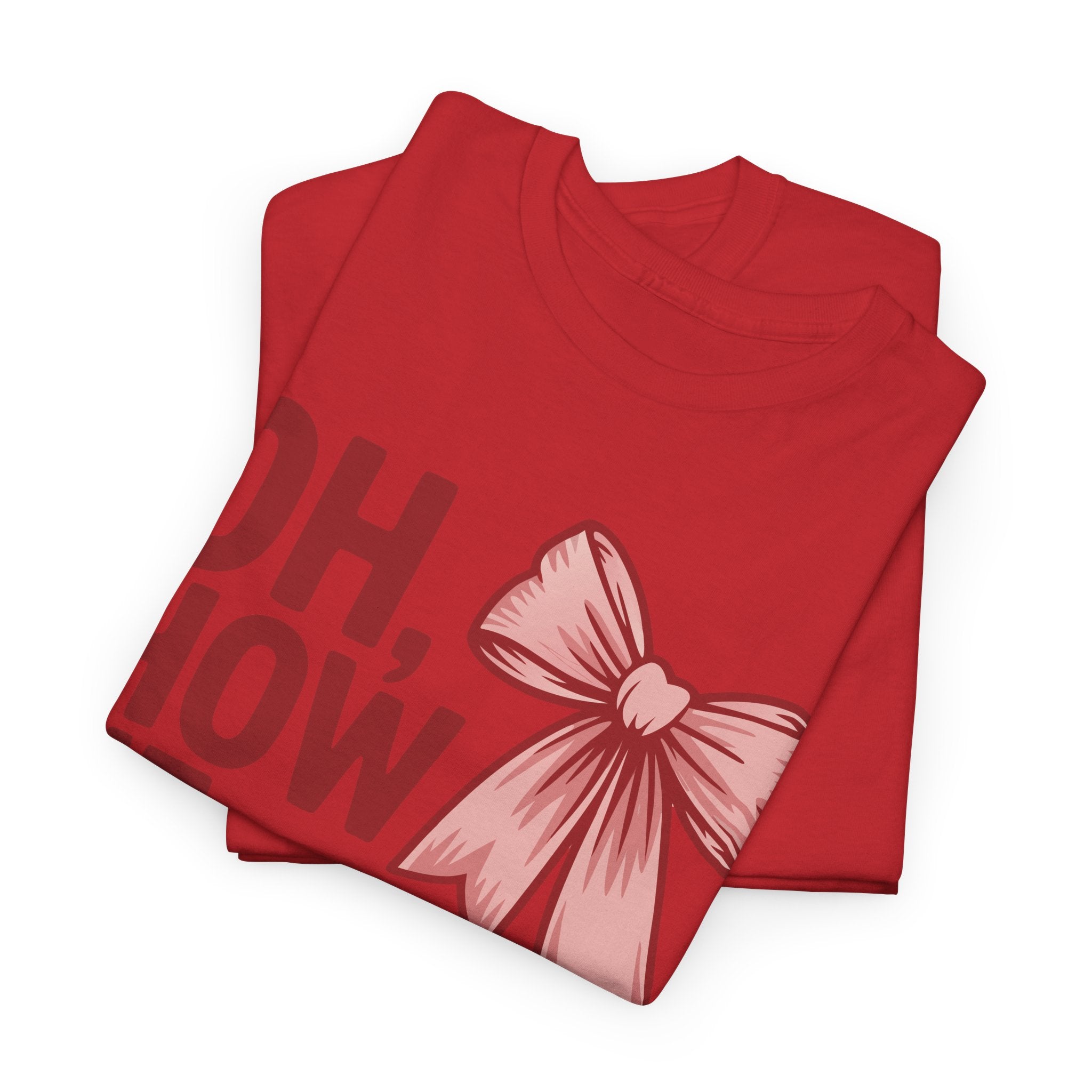 Oh, How He Loves Us Christian Valentine Tee — 1 John 4:10 Red & Pink Unisex Cotton Tee