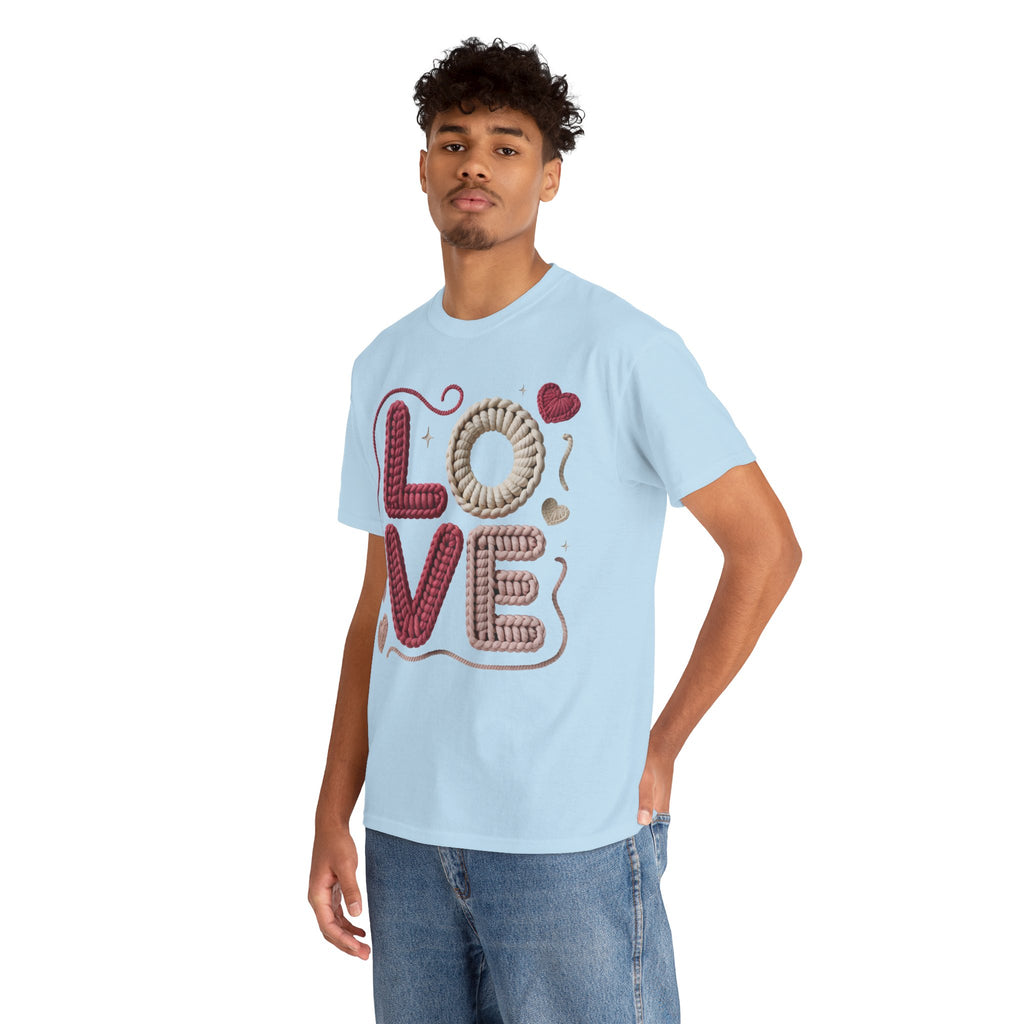LOVE Faux Yarn Heart Unisex Cotton Tee
