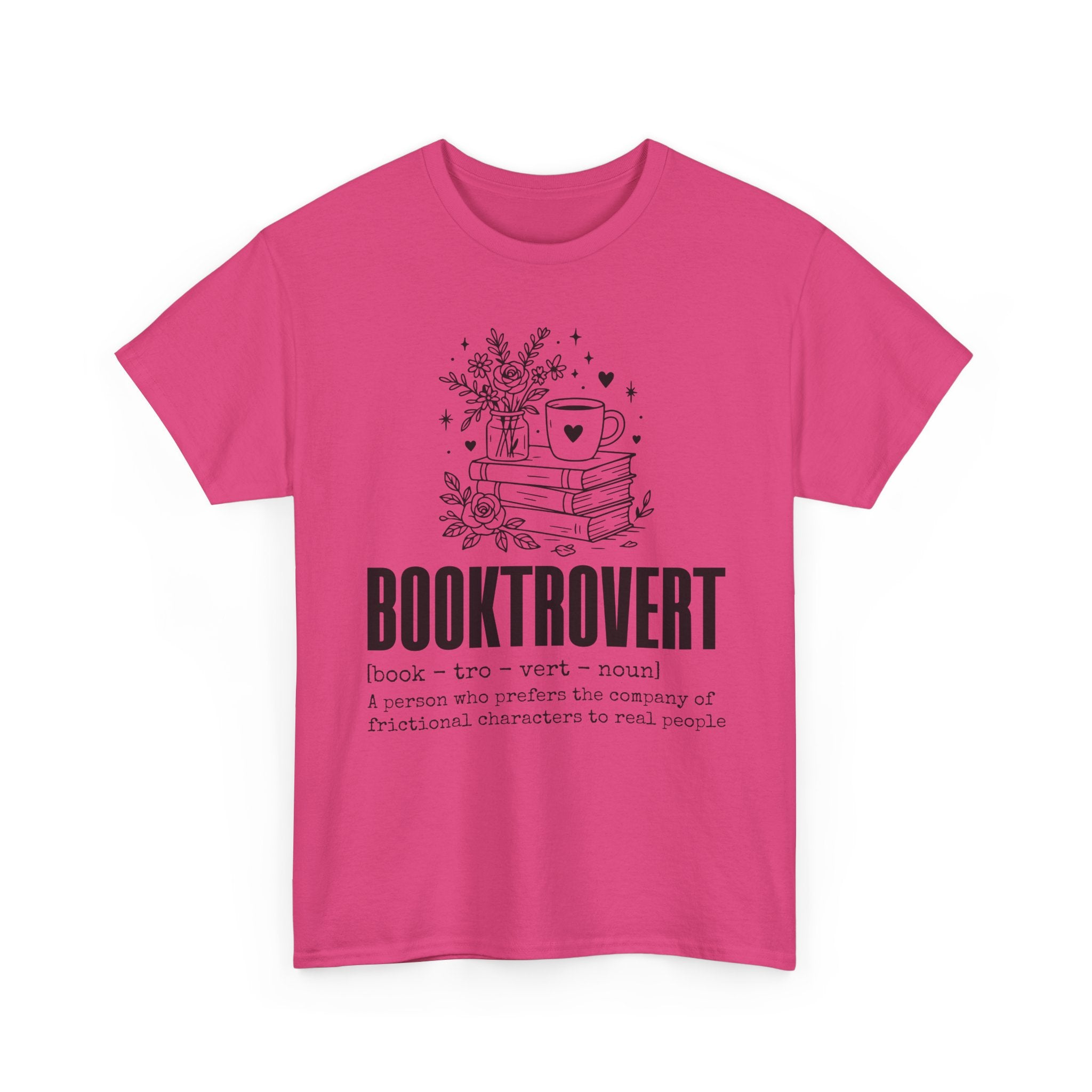 Booktrovert Graphic Tee — "Booktrovert" Definition, Books & Coffee Design Unisex Cotton Tee