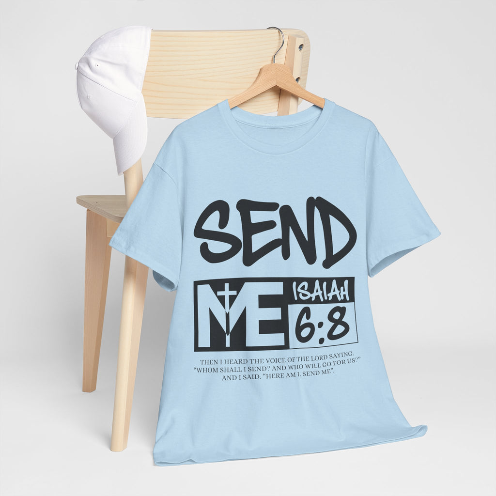 Send Me Isaiah 6:8 Christian T-Shirt — Cross Faith Unisex Cotton Tee
