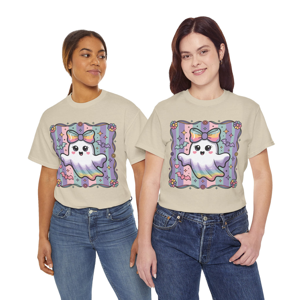 Pastel Ghost Rainbow Bow Unisex Cotton Tee