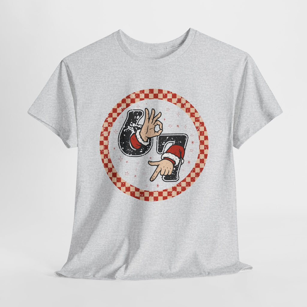 Retro Christmas Tee — Santa '67' & 'Y'all' Red Checkered Graphic.Unisex Cotton Tee