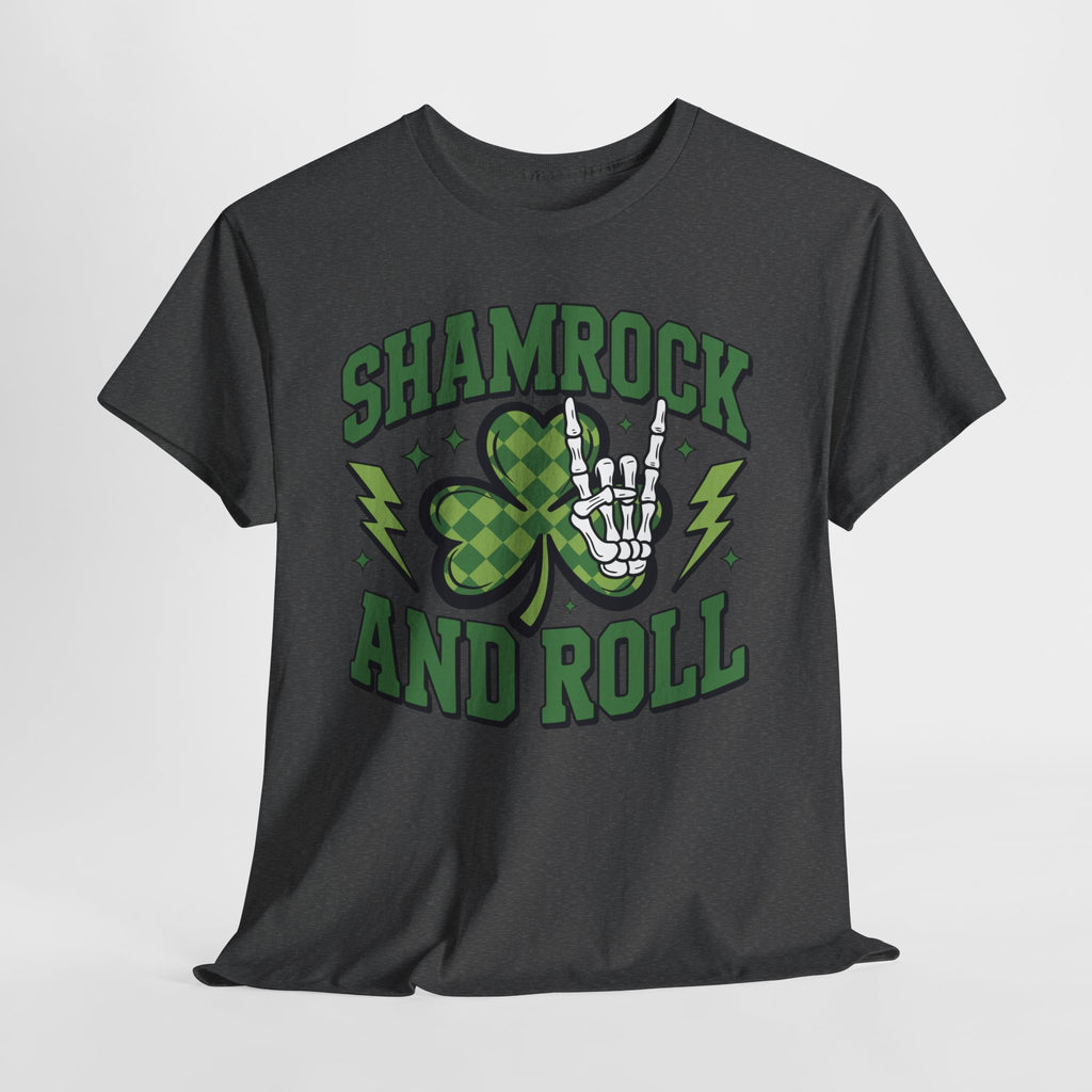 Shamrock and Roll Tee — Skeleton Hand & Lightning St. Patrick’s Rock Unisex Cotton Shirt