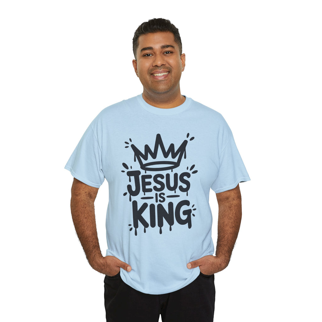 Jesus Is King Crown T-Shirt — Minimalist Christian Unisex Cotton Tee