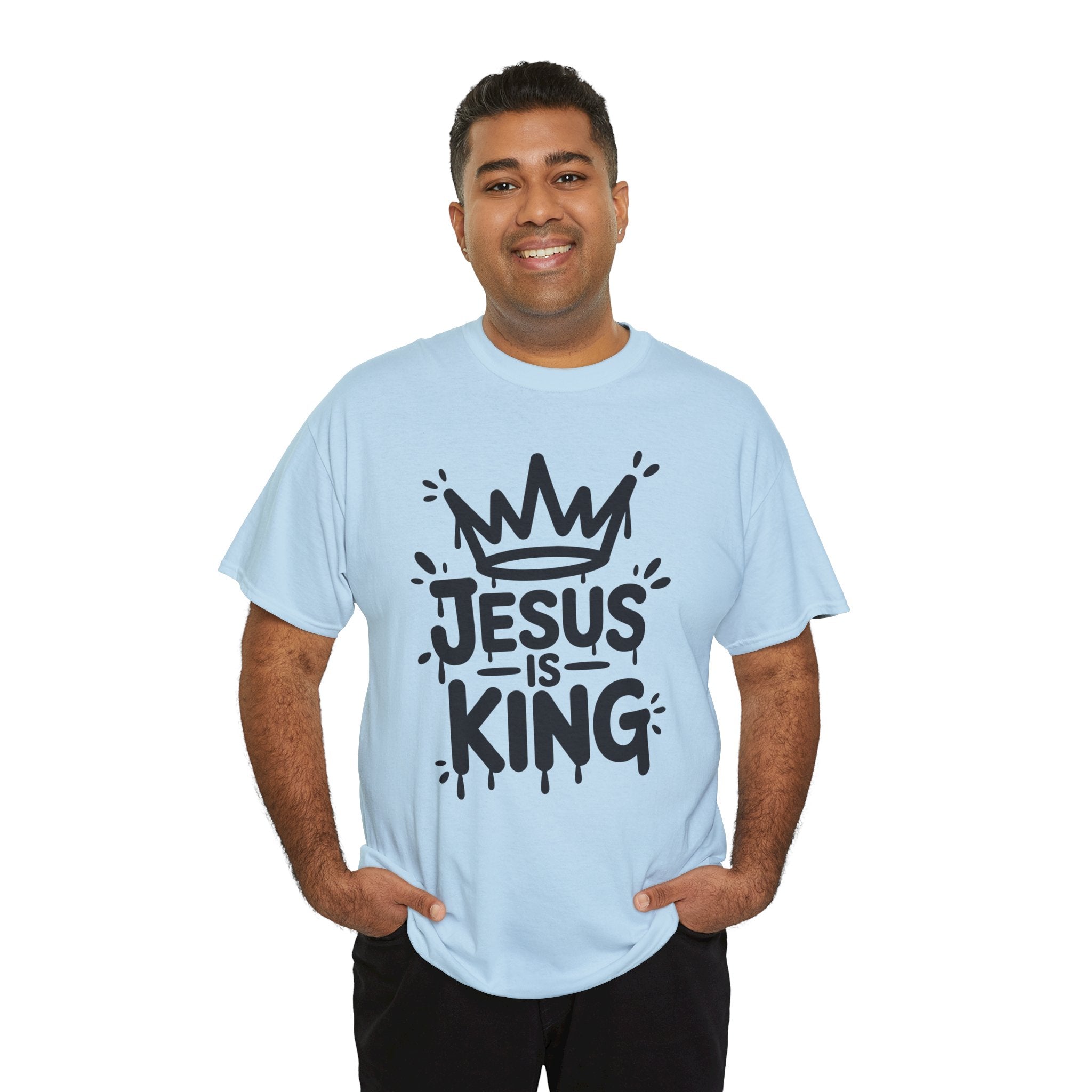 Jesus Is King Crown T-Shirt — Minimalist Christian Unisex Cotton Tee