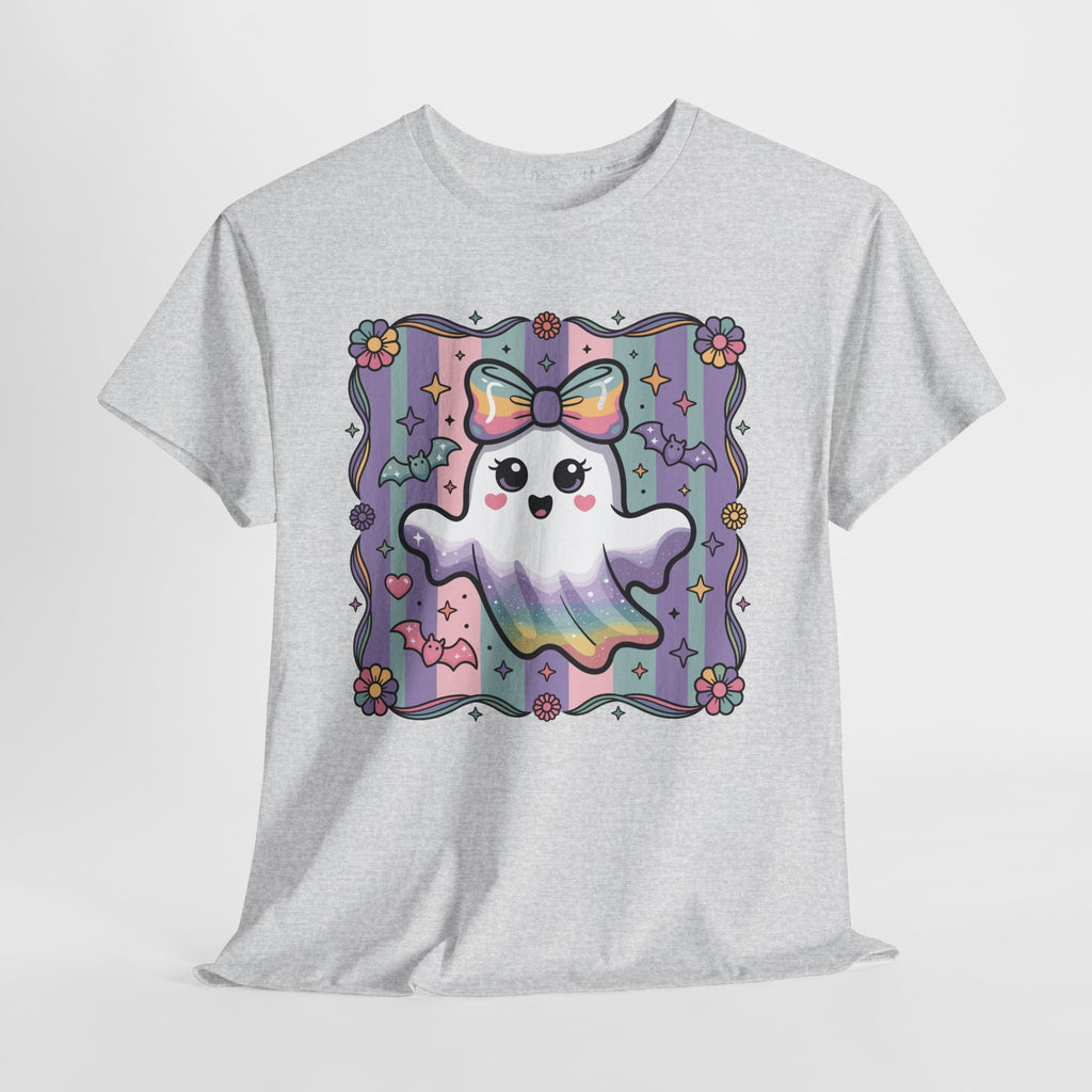 Pastel Ghost Rainbow Bow Unisex Cotton Tee