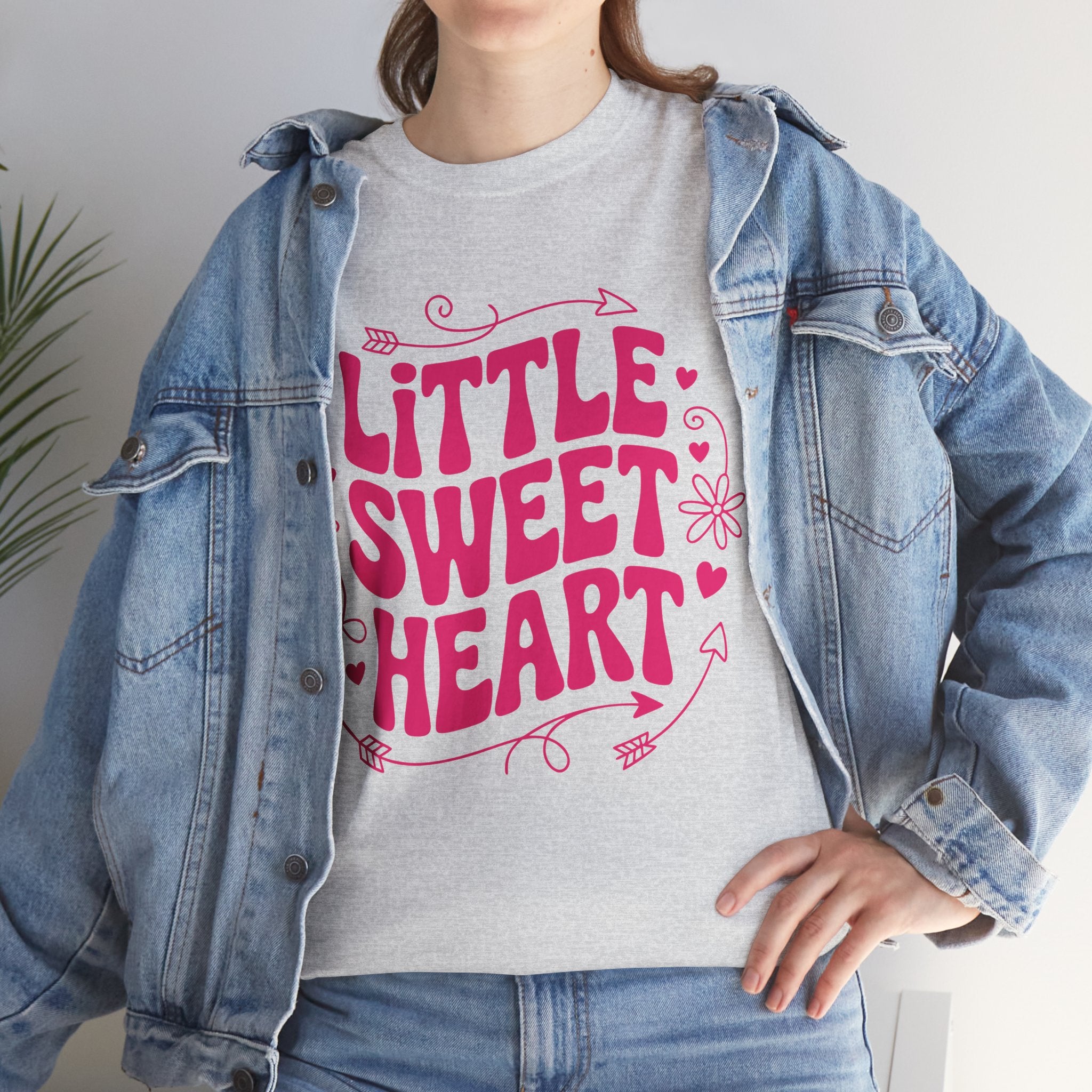 Little Sweetheart Retro Tee — Cute Red Hearts & Flowers Graphic Unisex Cotton Tee