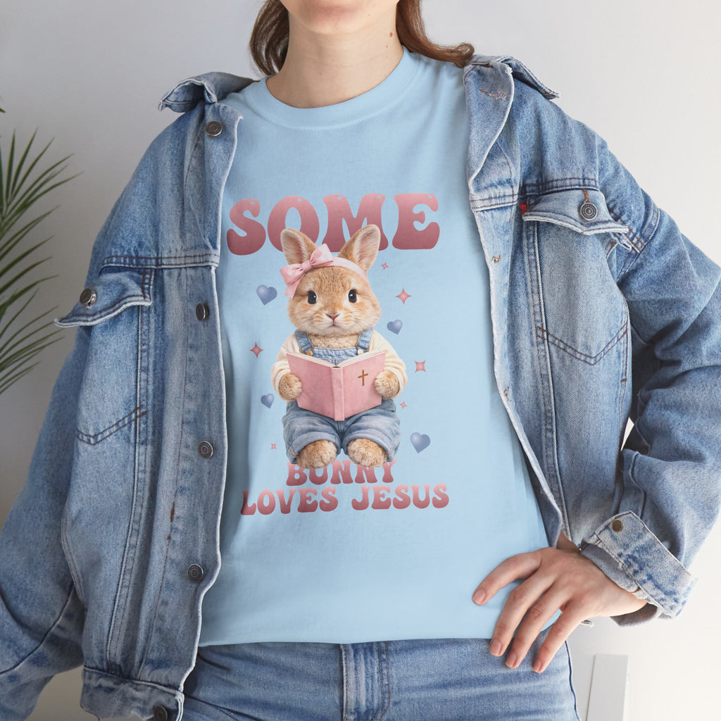 Some Bunny Loves Jesus Bunny Bible Unisex Cotton Tee