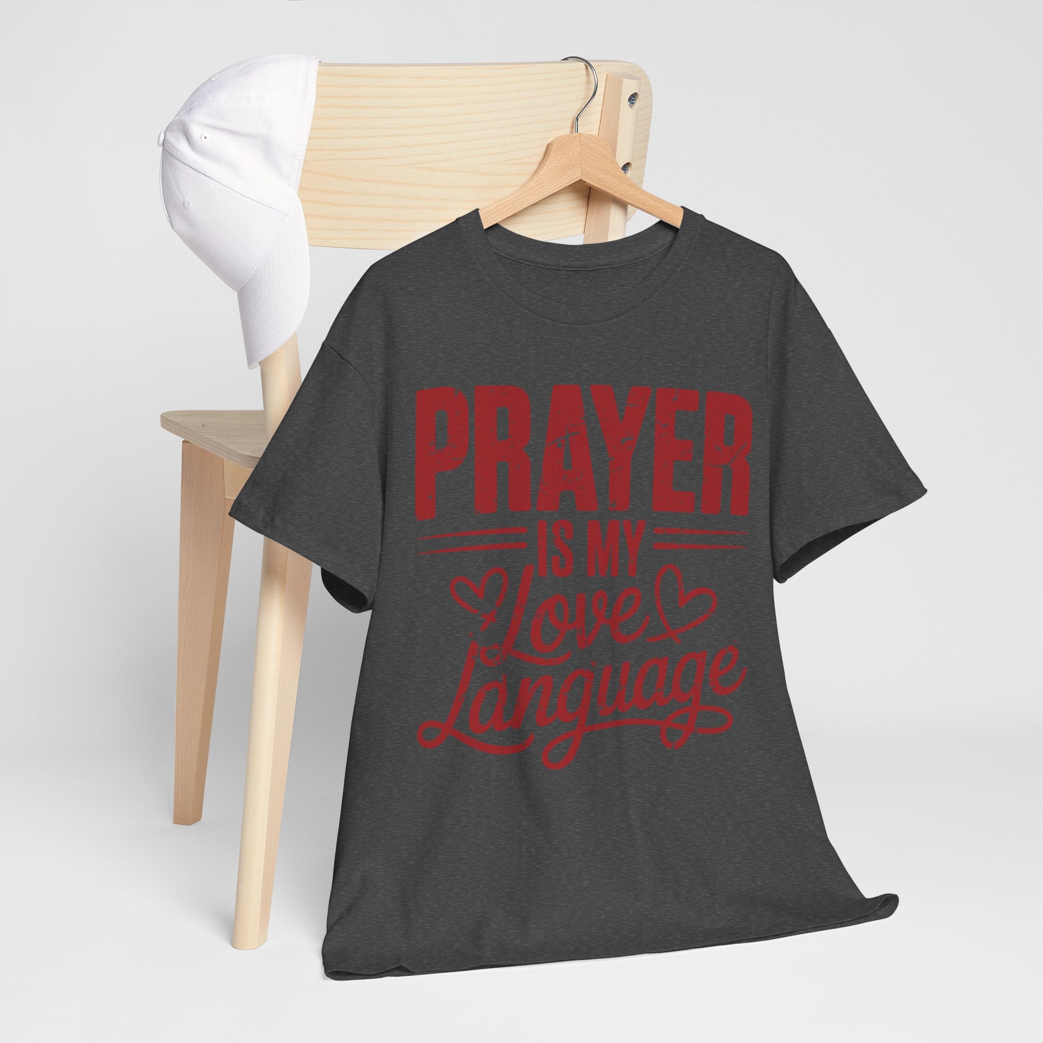 Prayer Is My Love Language T-Shirt — Faith-Inspired Red Hearts Unisex Cotton Tee