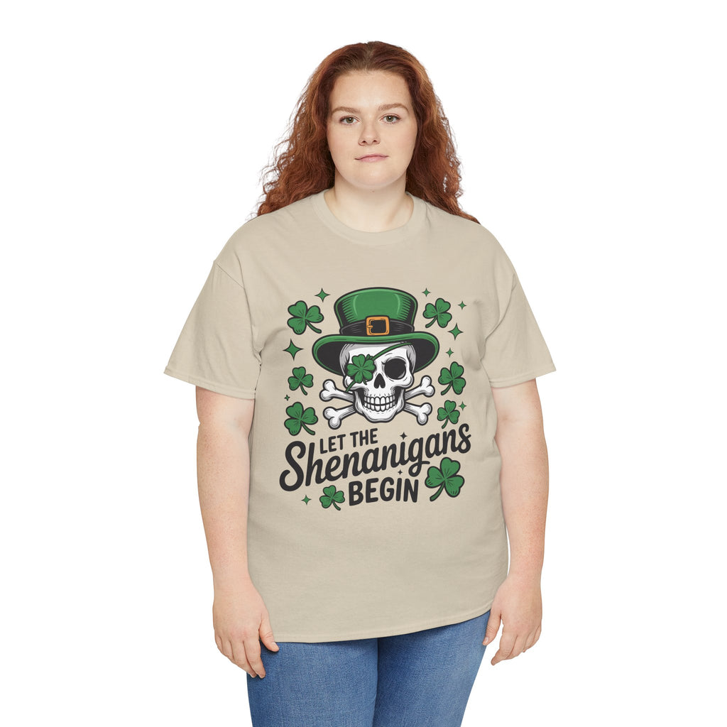 Let the Shenanigans Begin — Leprechaun Skull Unisex Cotton T-Shirt